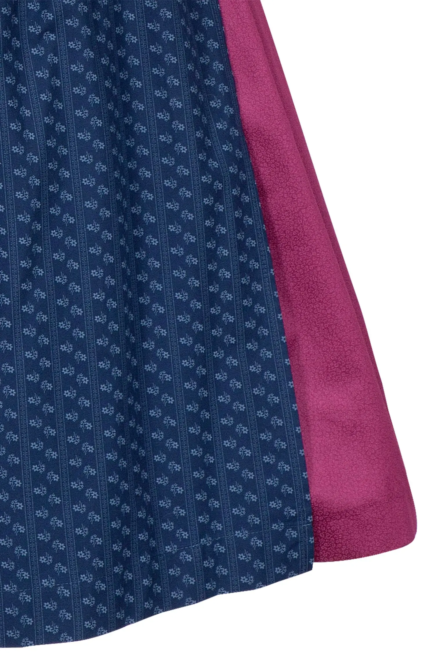 Baumwolldirndl in beere und dunkelblau Detail