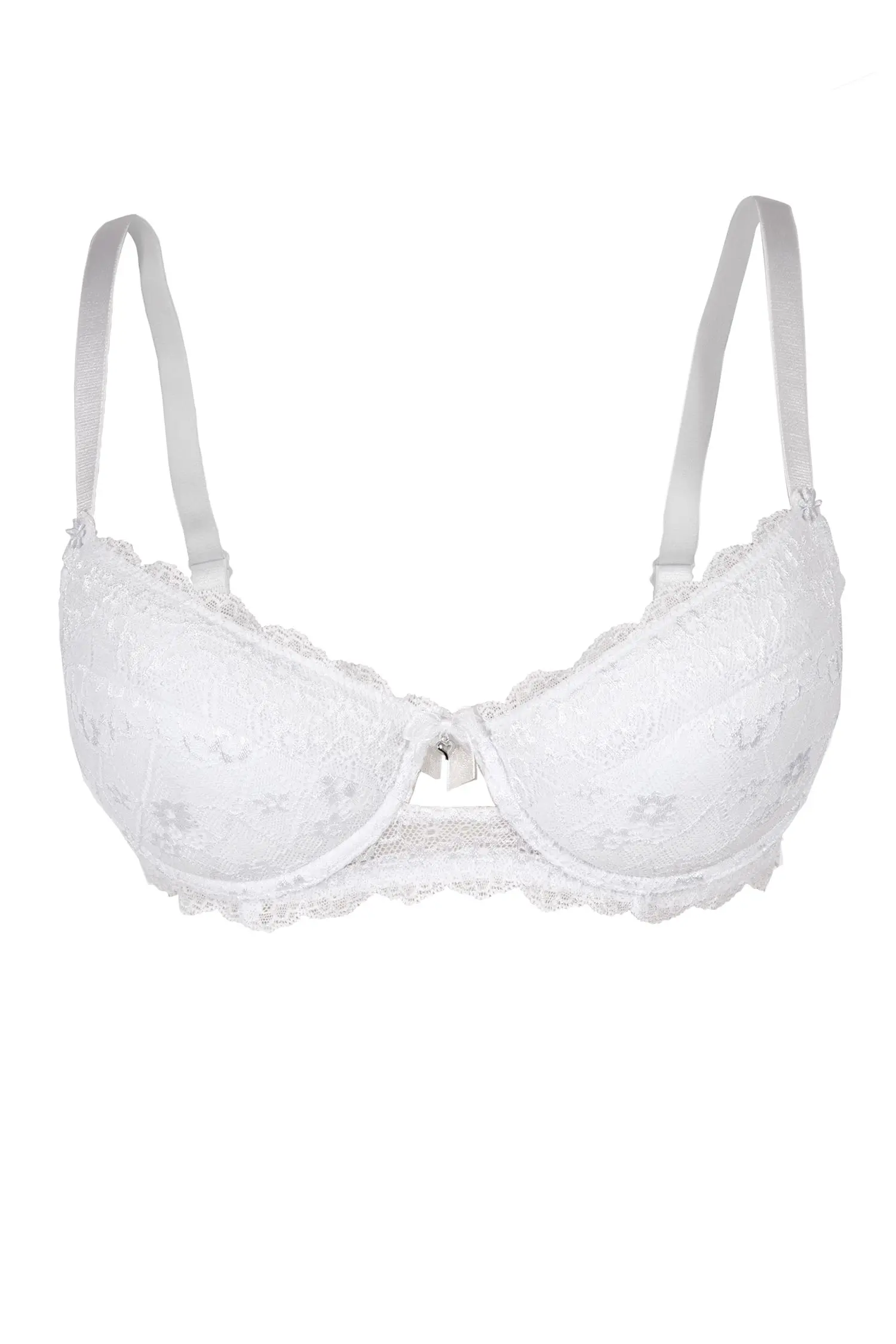 Dirndl BH in weiß mit Spitze und Rose und leichtem Push-up frei