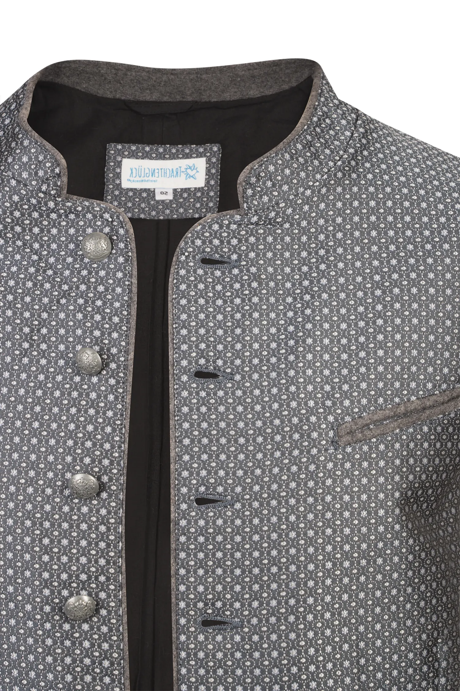 Trachtenweste in Grau Detail Knopfleiste