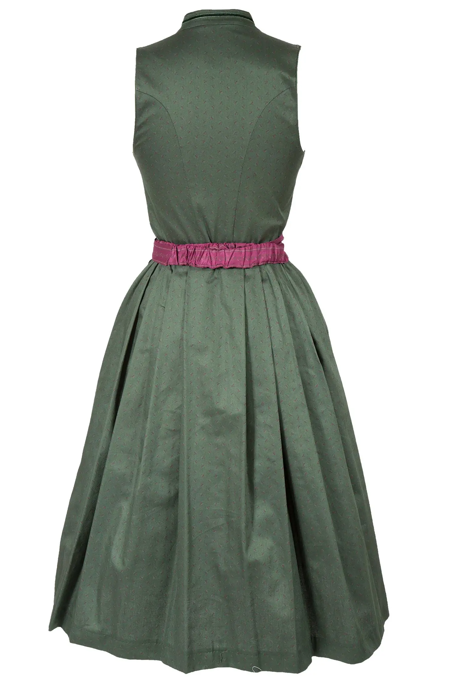 Midi Dirndl hochgeschlossen in dunkelgrün hinten