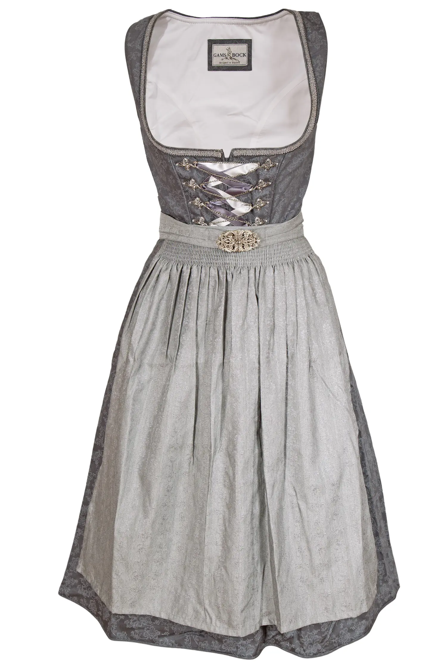 Midi Dirndl in grau anthrazit mit Schnürung