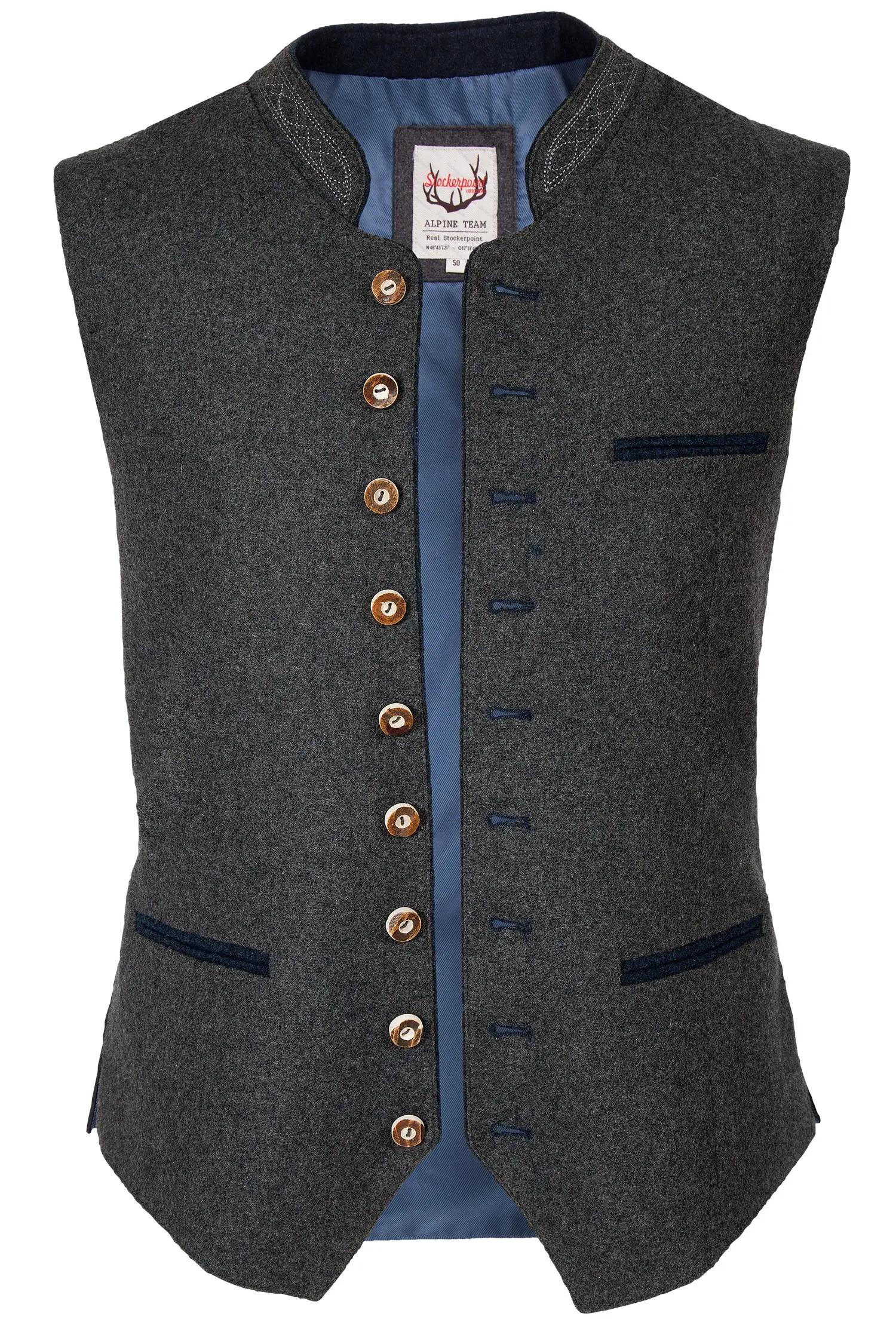 Trachtenweste Sirius aus Loden in anthrazit