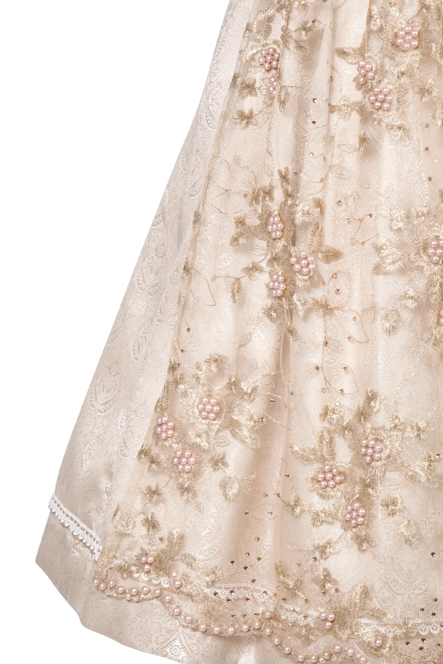 Dirndl Kailia in goldfarben / taupe - Detail Rock