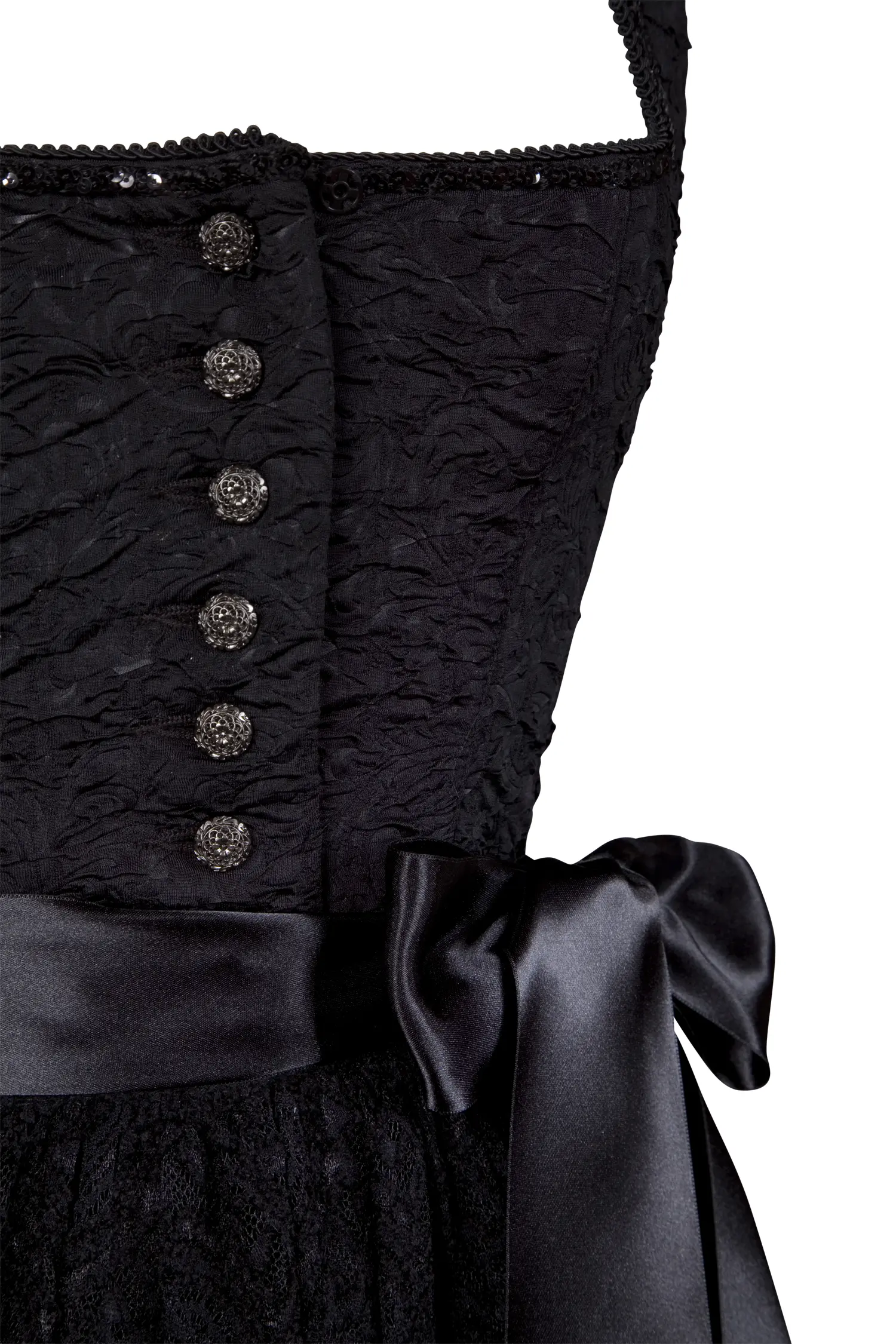 3097-1808-sw5-23-11-290017 Stretchdirndl in schwarz mit Netzschürze - Detail Mieder