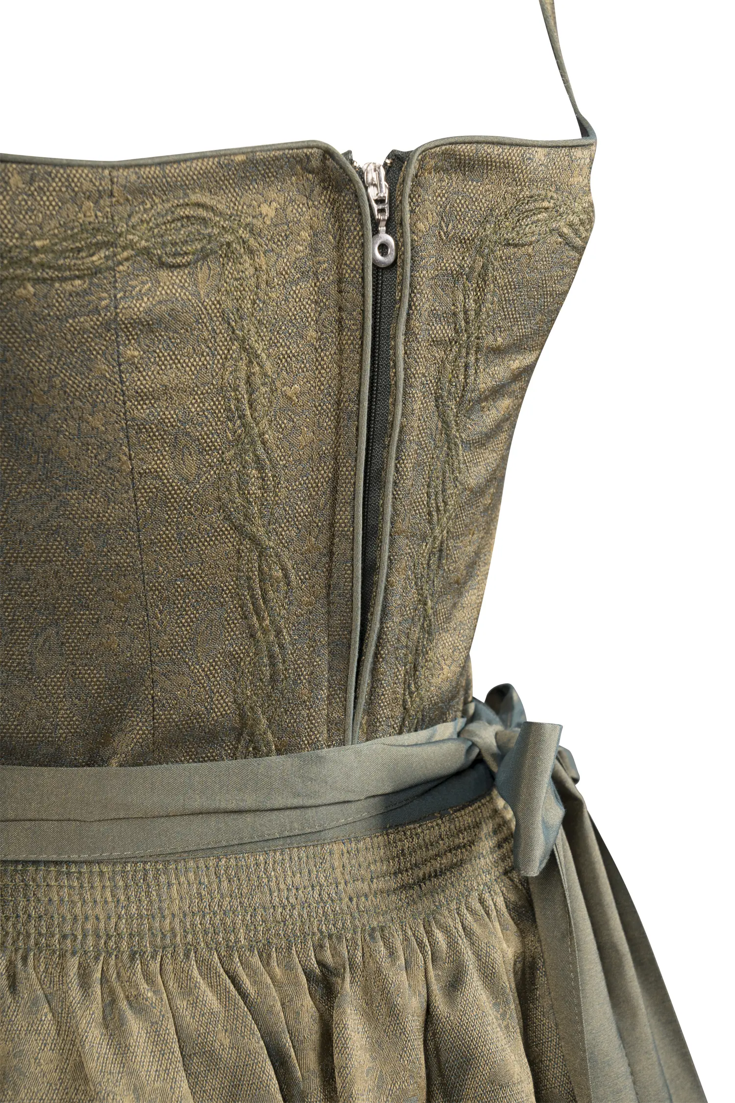 Limitiertes Dirndl in oliv von Sissi ey! - Detail Mieder
