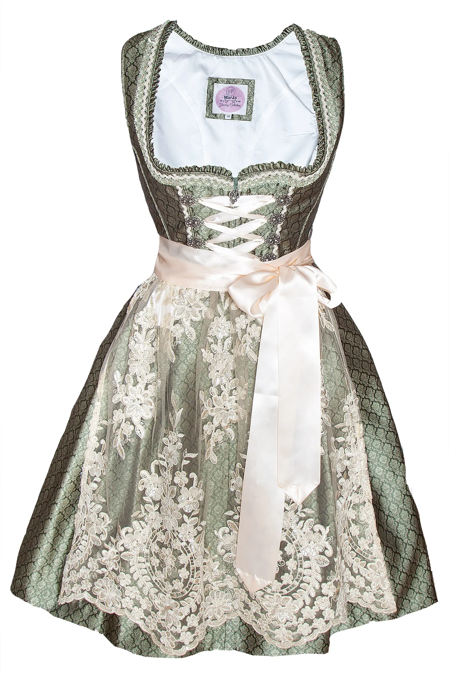 Dirndl in grün mit Glitzerschürze