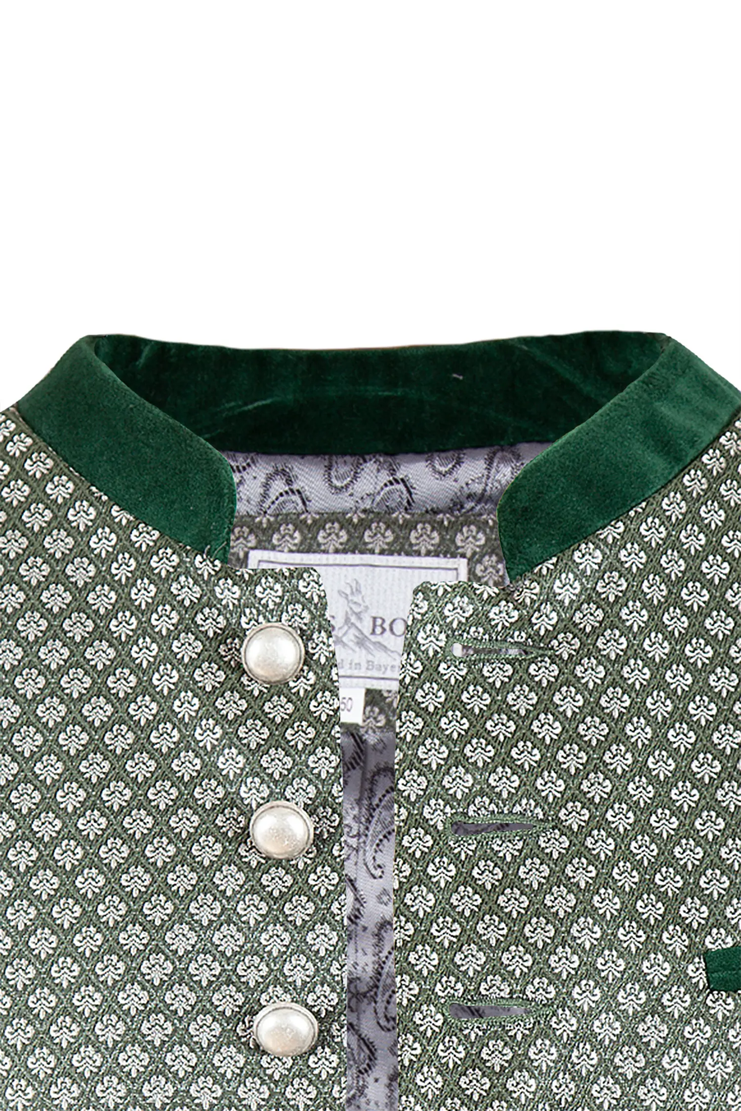 Herren Trachtenweste Leopold in tannengrün - Detail Knöpfe