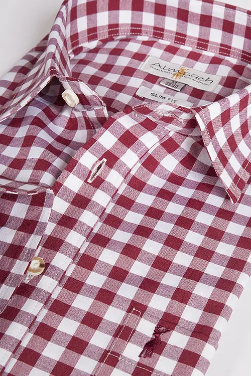 Trachtenhemd karo bordeaux kariert slim 2