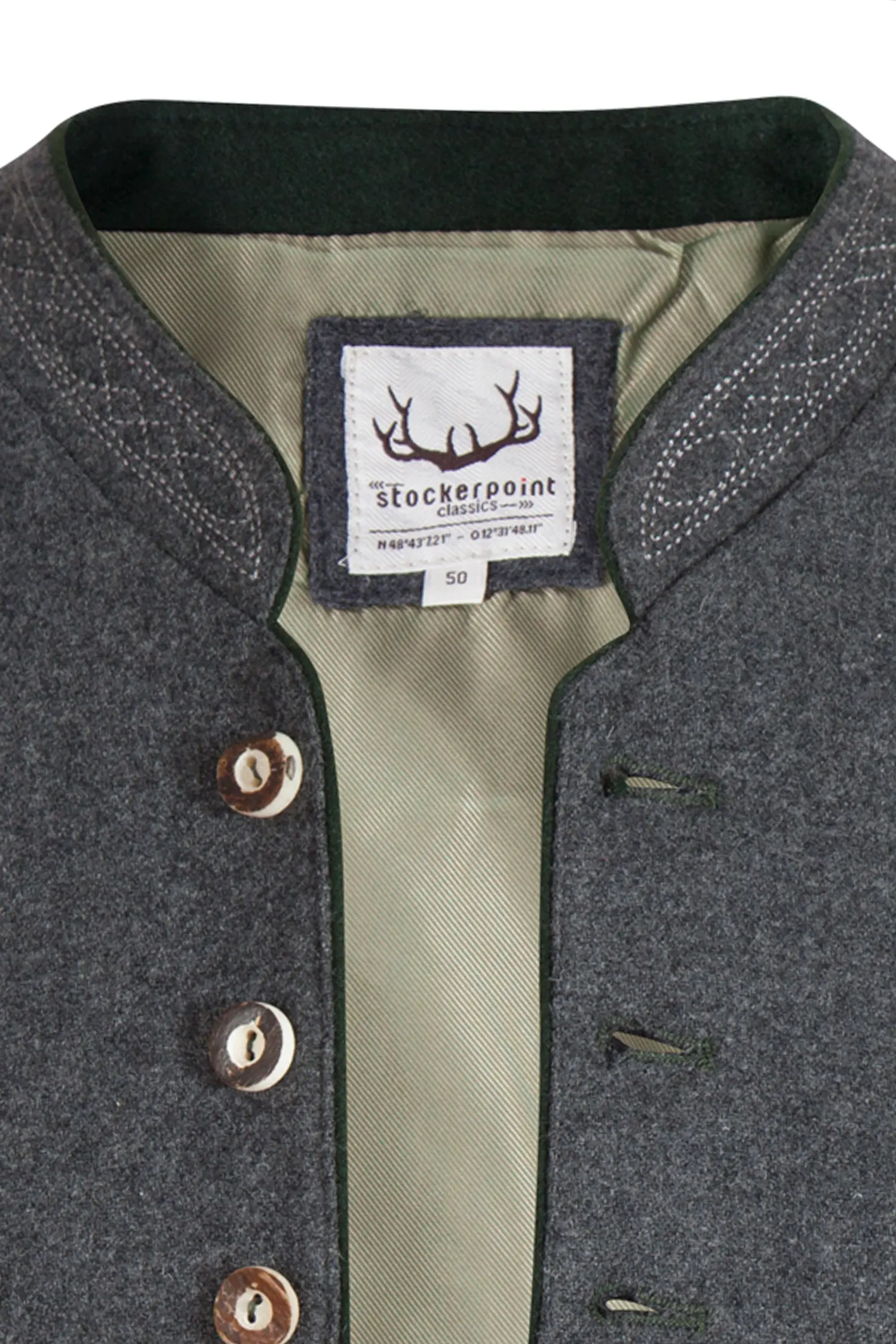 Trachtenweste Sirius in anthrazit - Detail Knöpfe