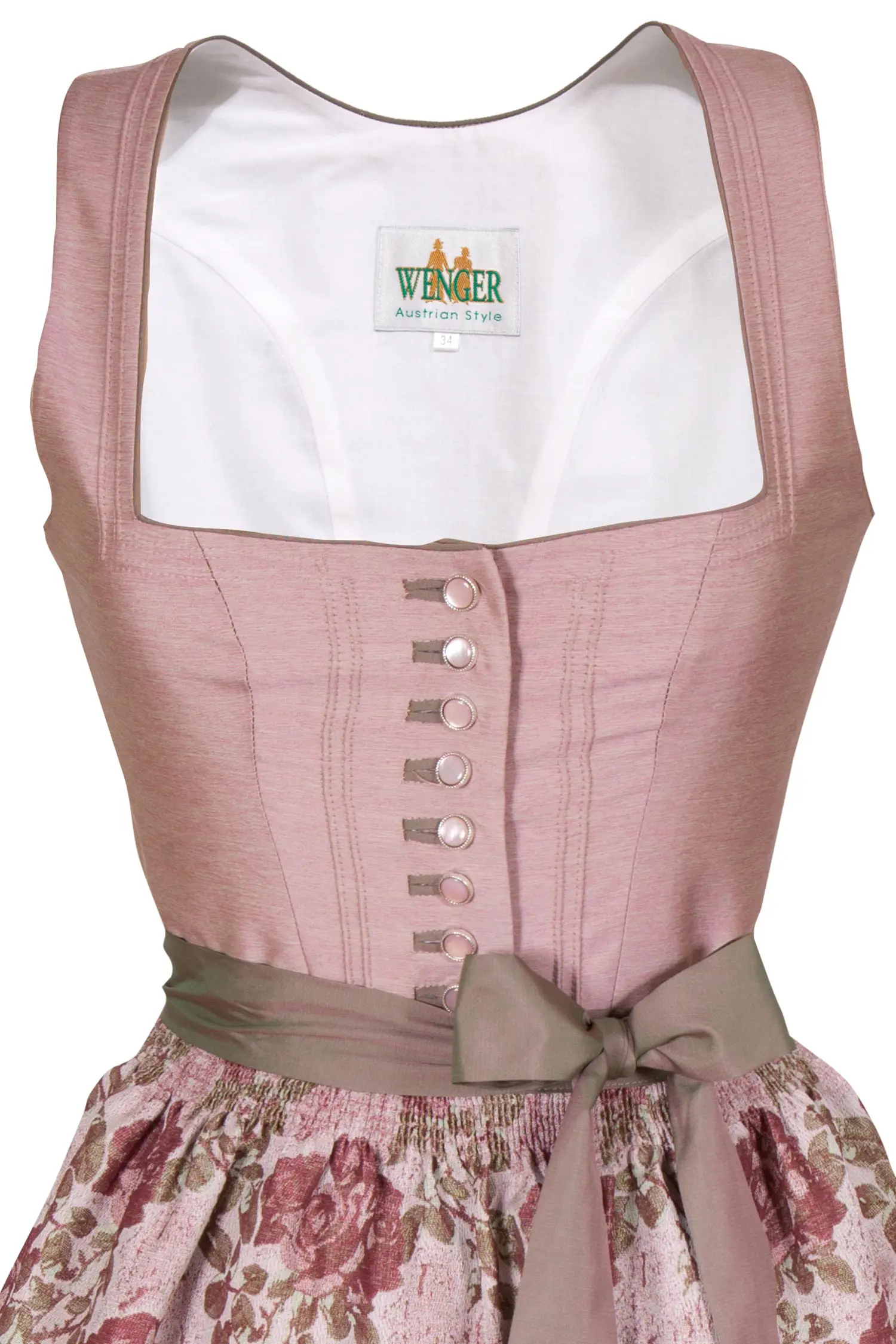 Wenger Dirndl Cindy in rosenholz mit Rosen Mieder