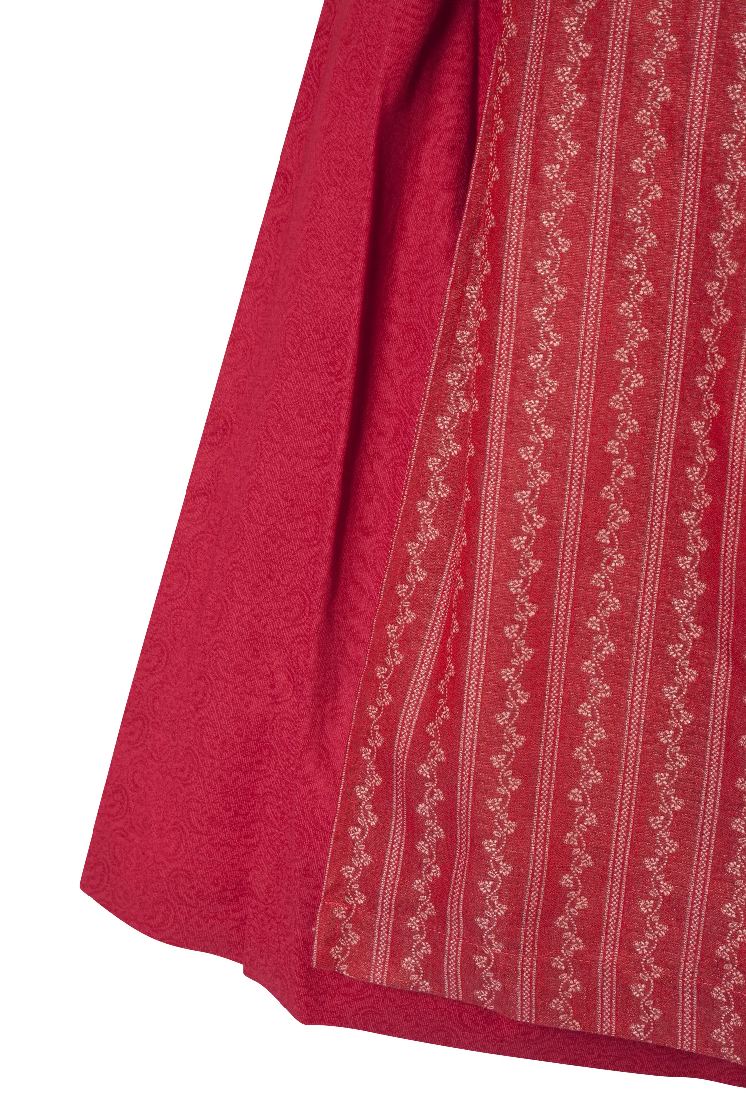 Rotes Dirndl mit auffälliger Schürze - Detail Rock
