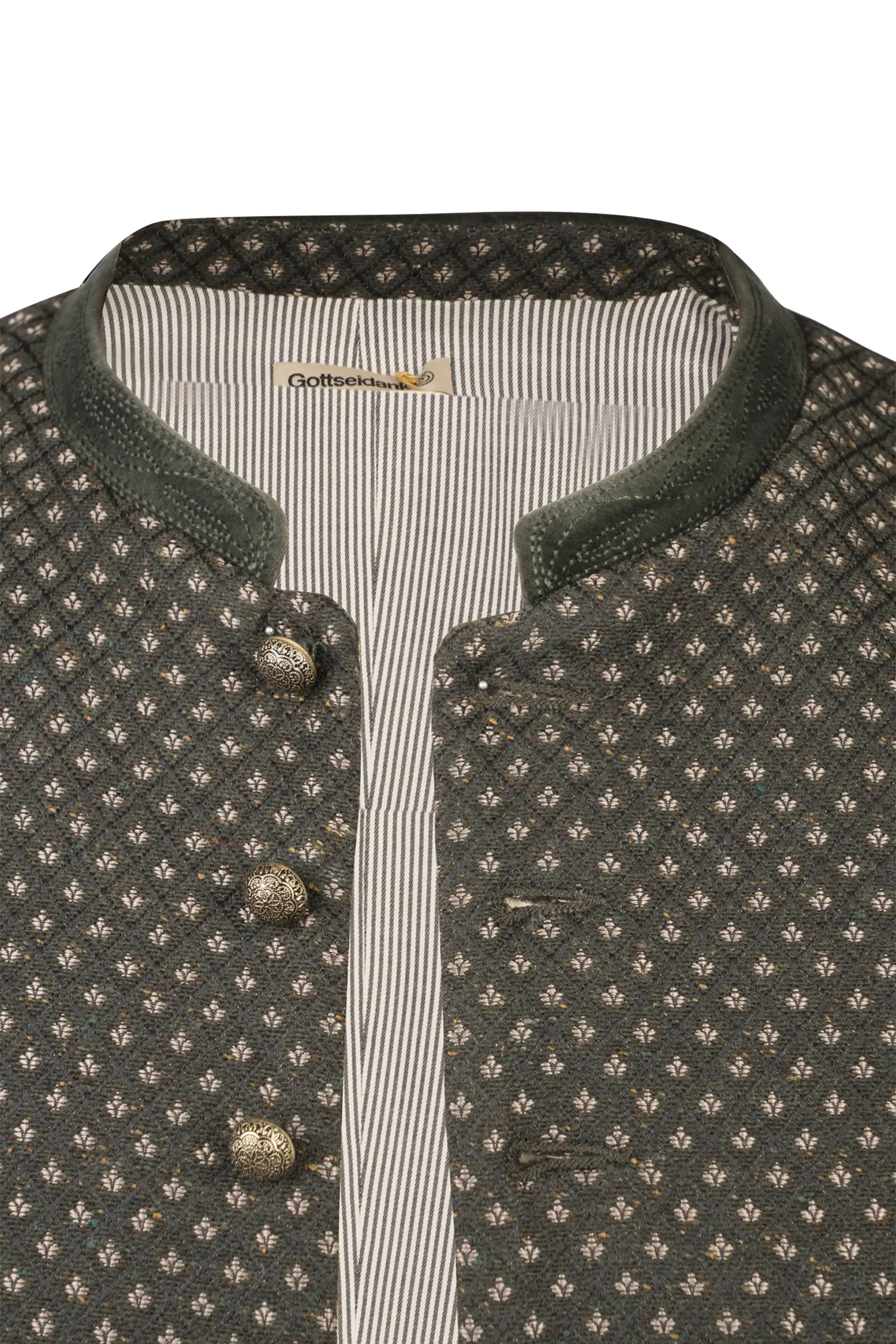 Trachtenweste Konstantin in Moosfarben Detail Knopfleiste