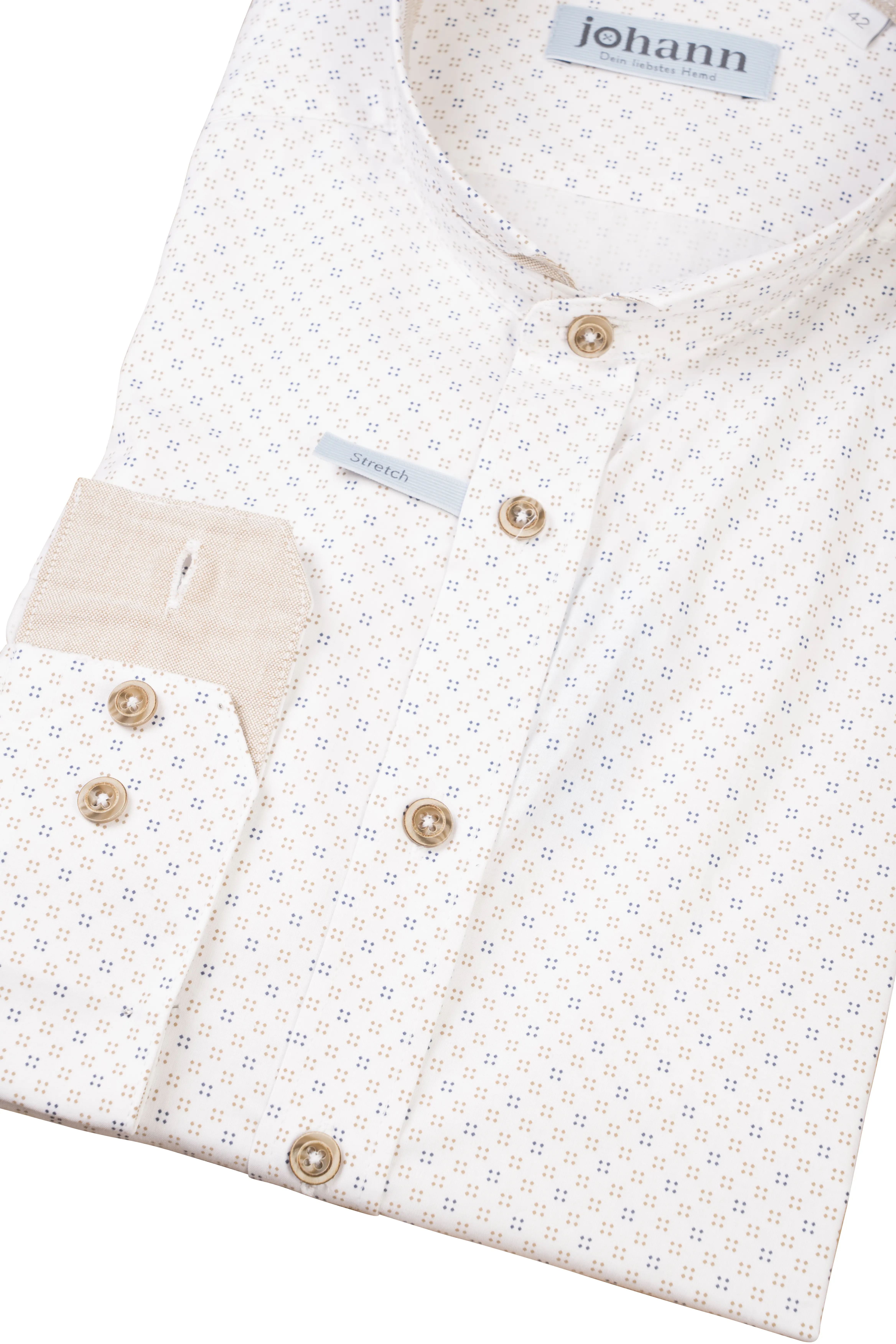 1509-0026-br2-23-08-14-01754 Stretch-Trachtenhemd mit modischem All-Over Print - Detail Ärmel