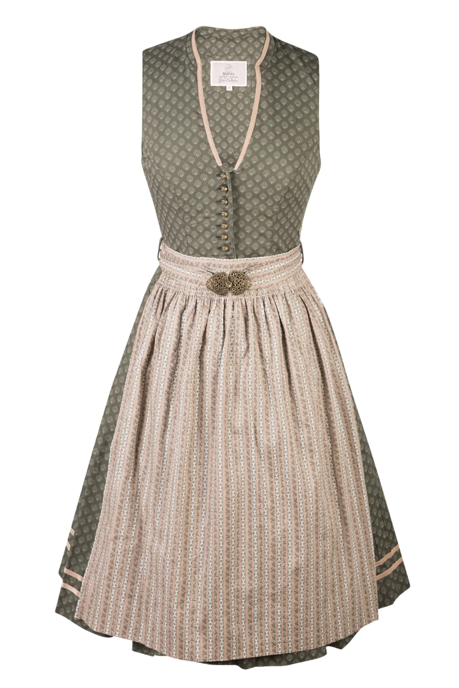 3091-1533-gn5-23-08-2802743 Dirndl Luzie in grün / altrosa mit Schließe