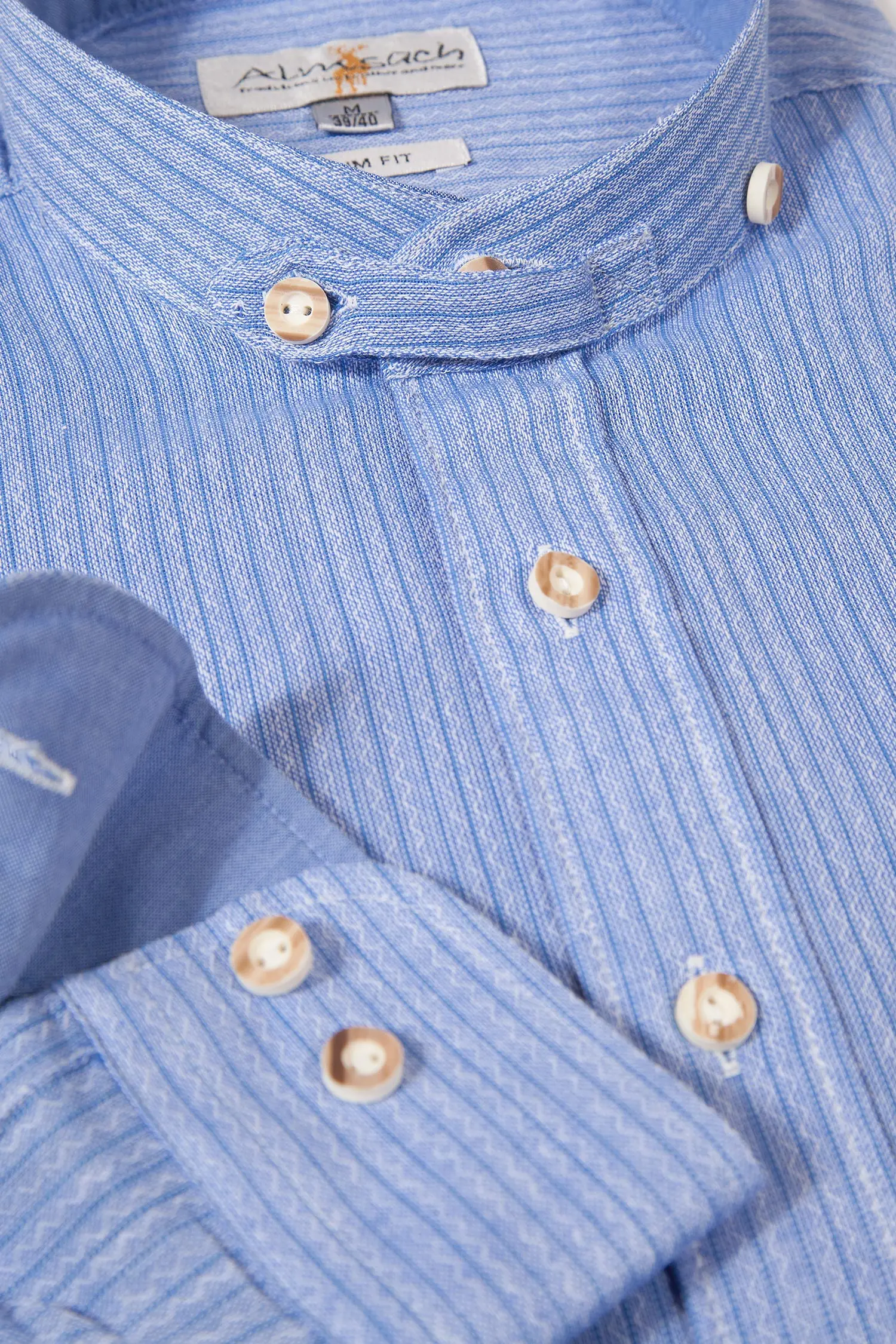 Trachtenhemd Retro Blau Streifen Kragen