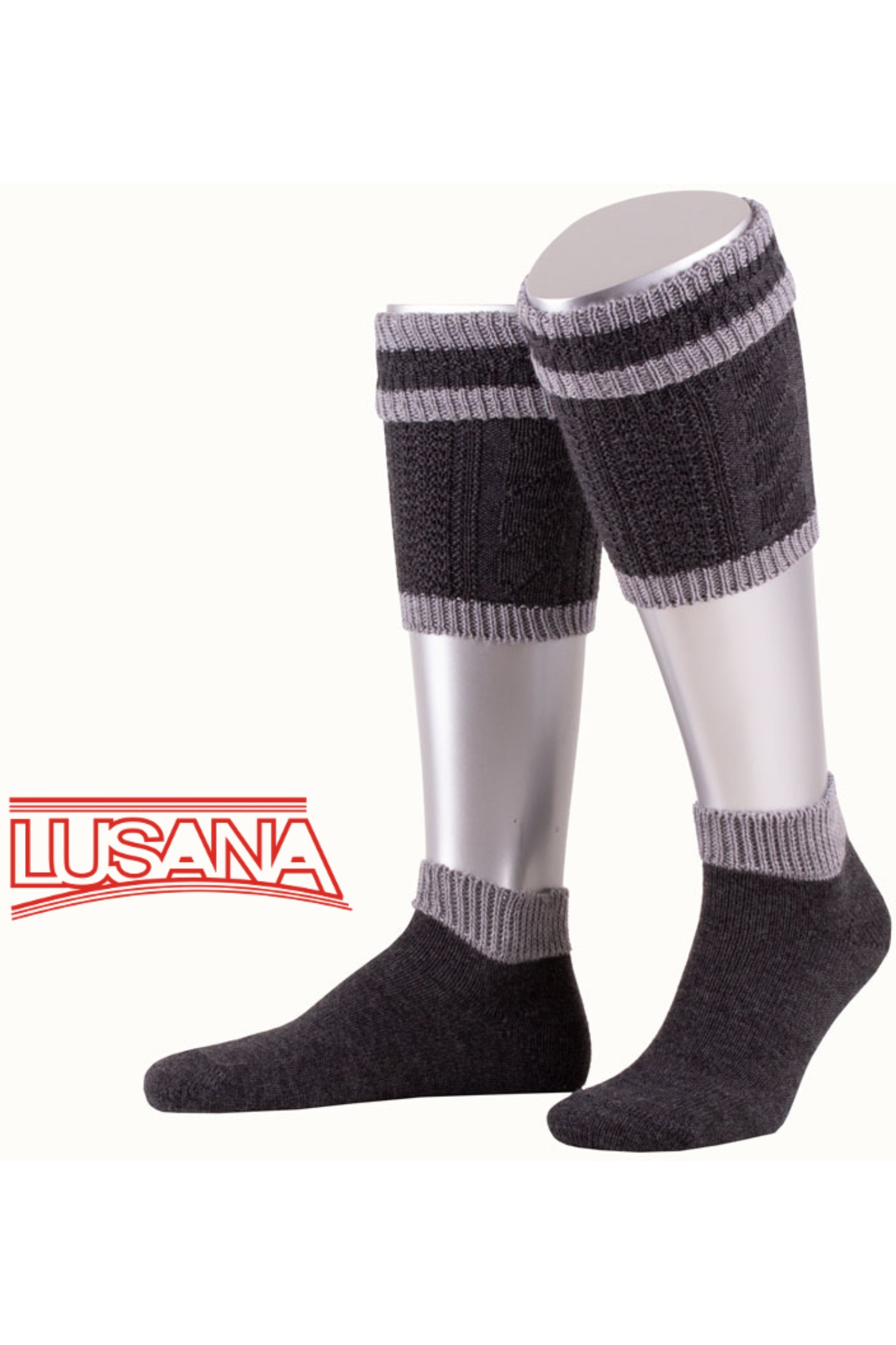 Lusana Loferl Grau mit Hellgrauen Applikationen