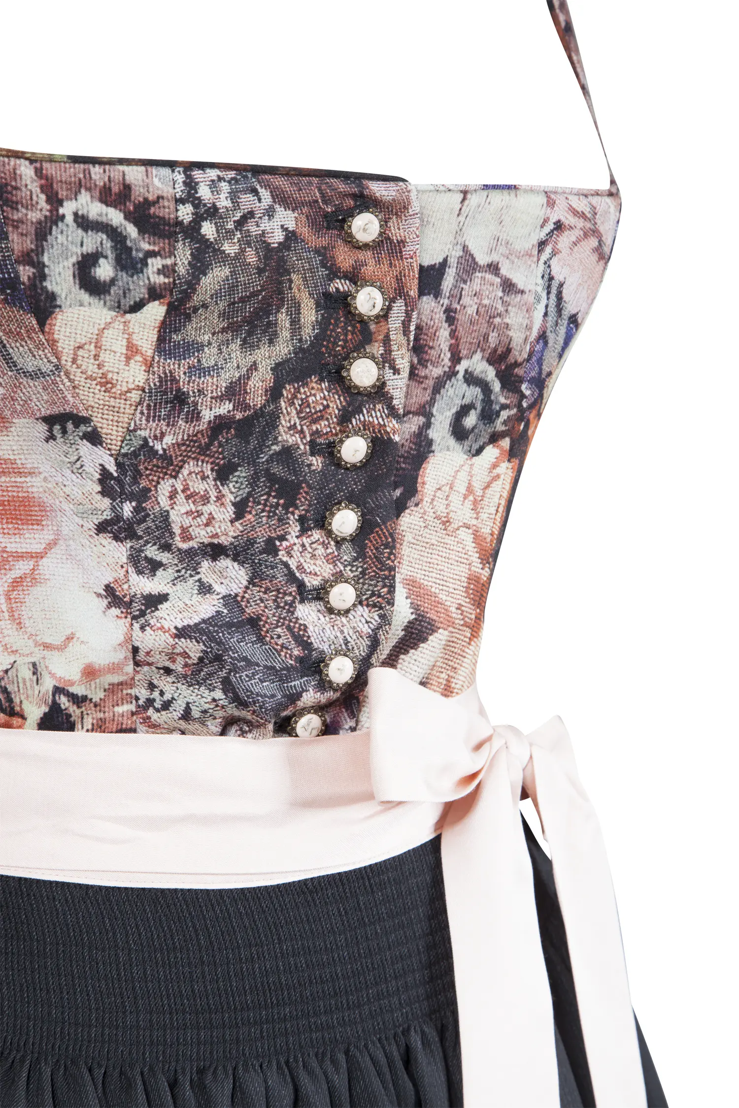 Sportalm Dirndl mit edlem Blumendesign - Detail Mieder