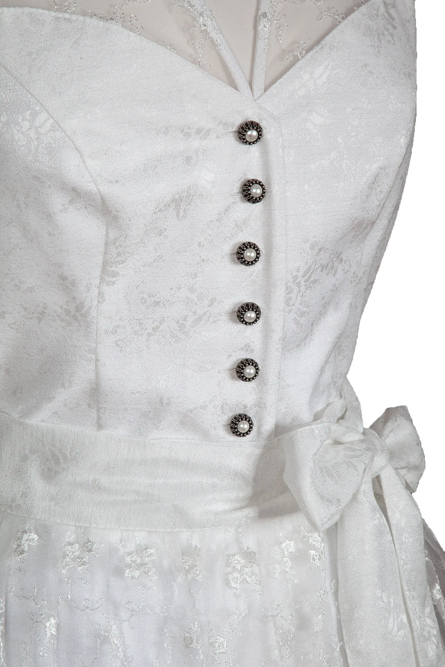 Hochzeitsdirndl in creme mit Spitzenschürze_Detail1