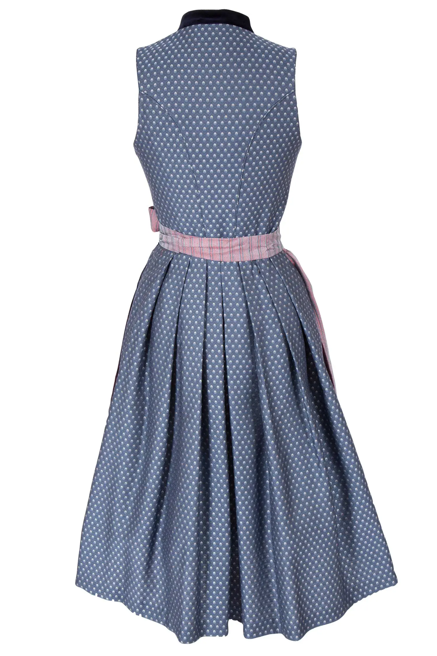 midi-dirndl-carmen-blau-hochgeschlossen-3098-0217-bl8-19-08g-5405-c Midi Dirndl Carmen edel in blau mit roter Schürze hinten