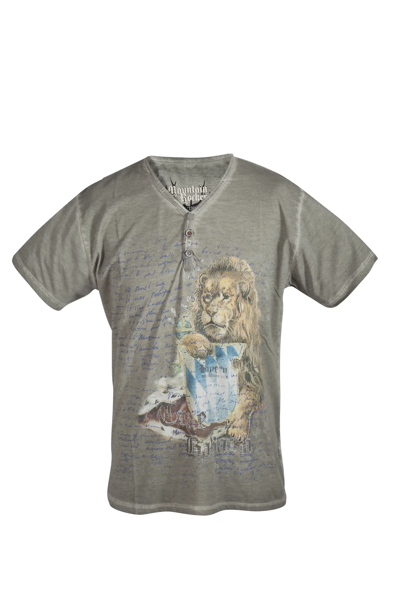 Herren Trachten Shirt True Bavaria in steingrau