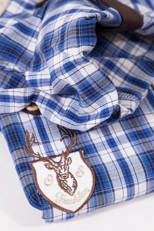 Trachtenhemd Landhaus in blau weiß kariert Brust