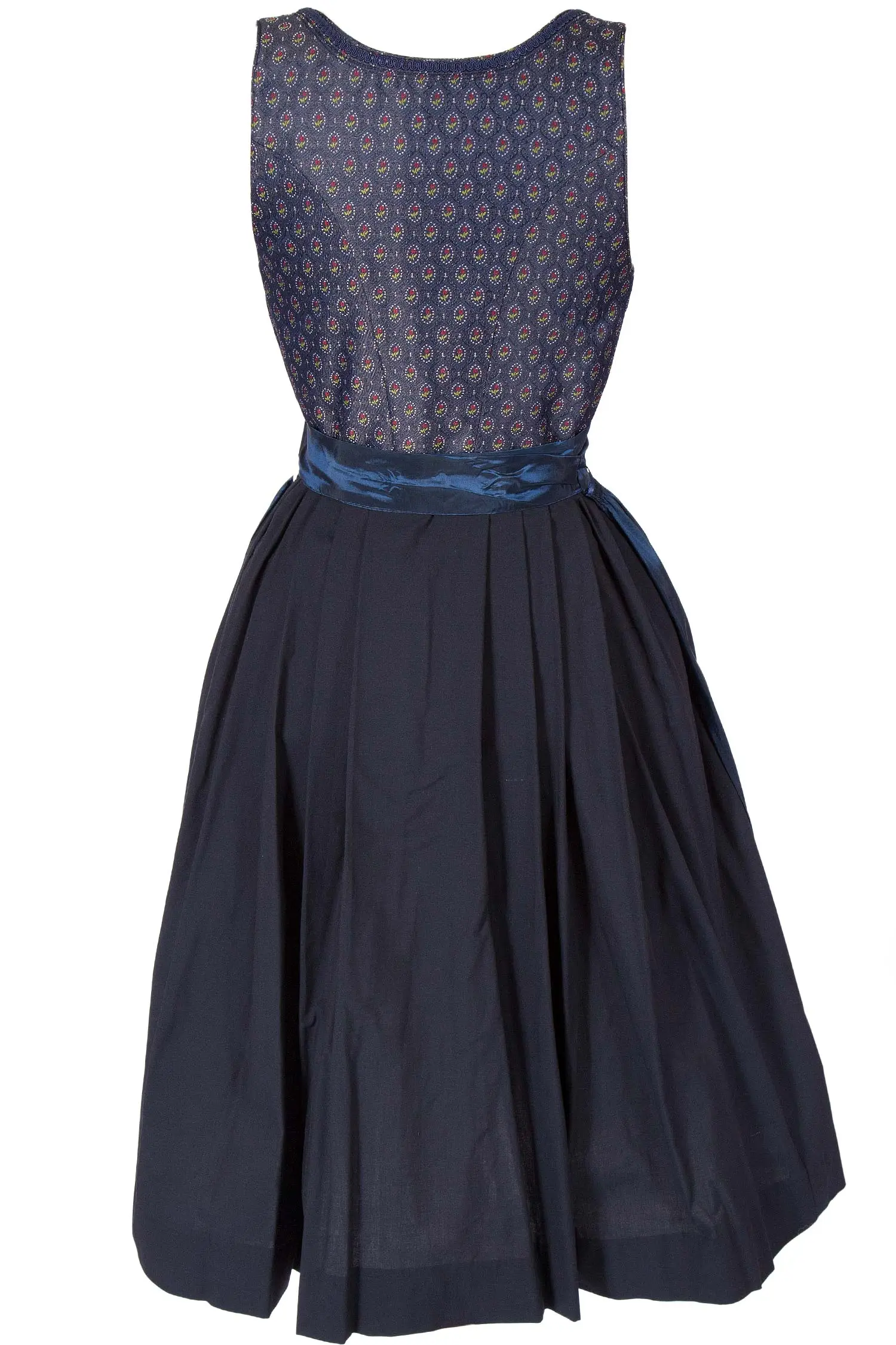 Midi Dirndl Laura in dunkelblau gemustert hinten