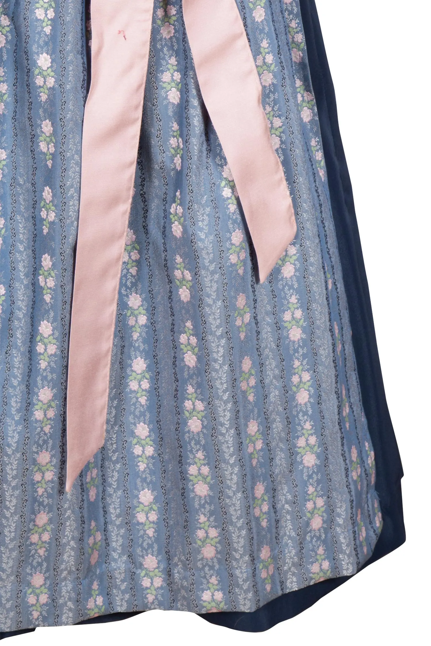 Midi Dirndl Viktoria blau rosa hochgeschlossen Detail