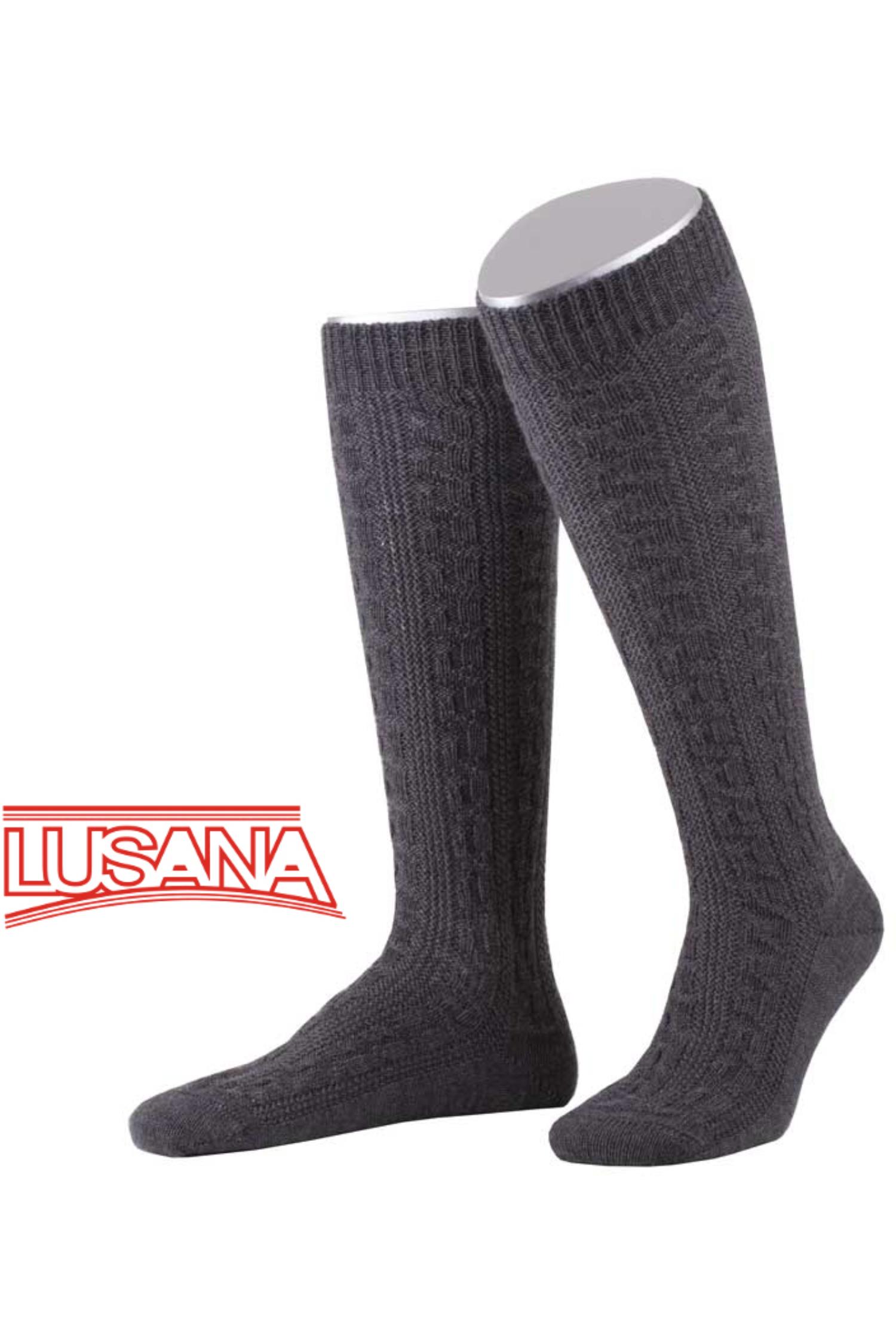 Trachtenkniestrumpf von Lusana in Anthrazit Lusana Trachtenkniestrumpf Anthrazit