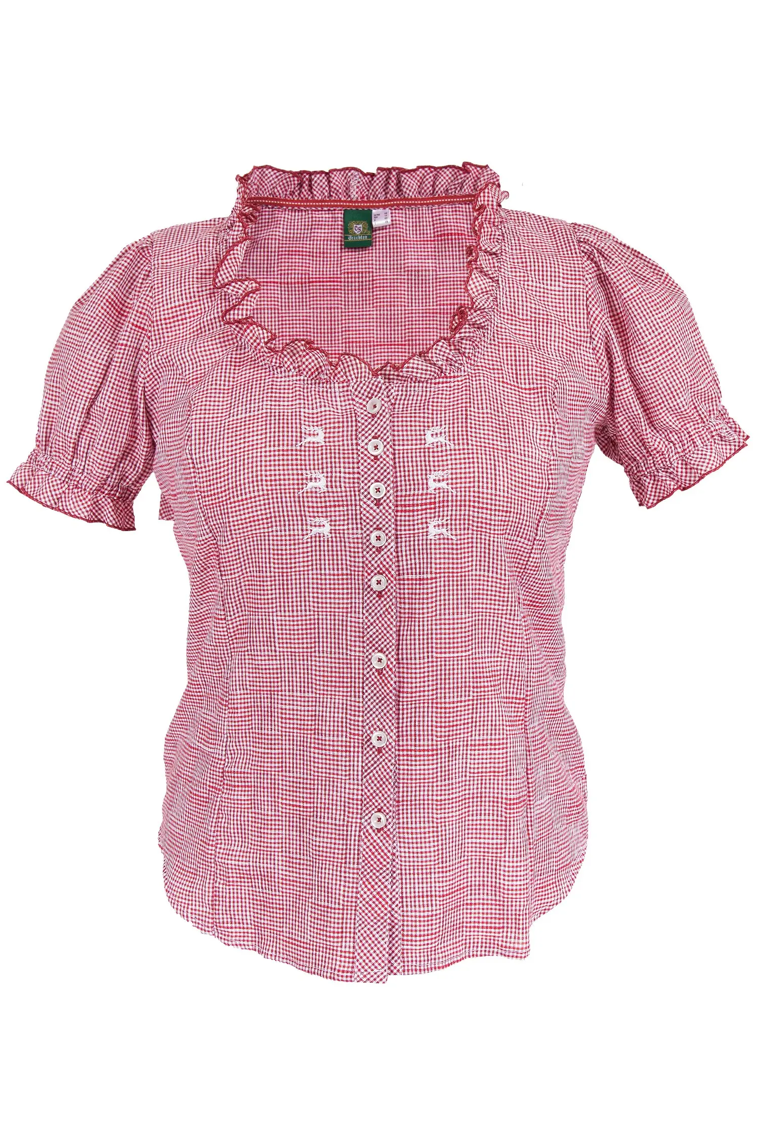Trachtenbluse XXL in rot weiß kariert