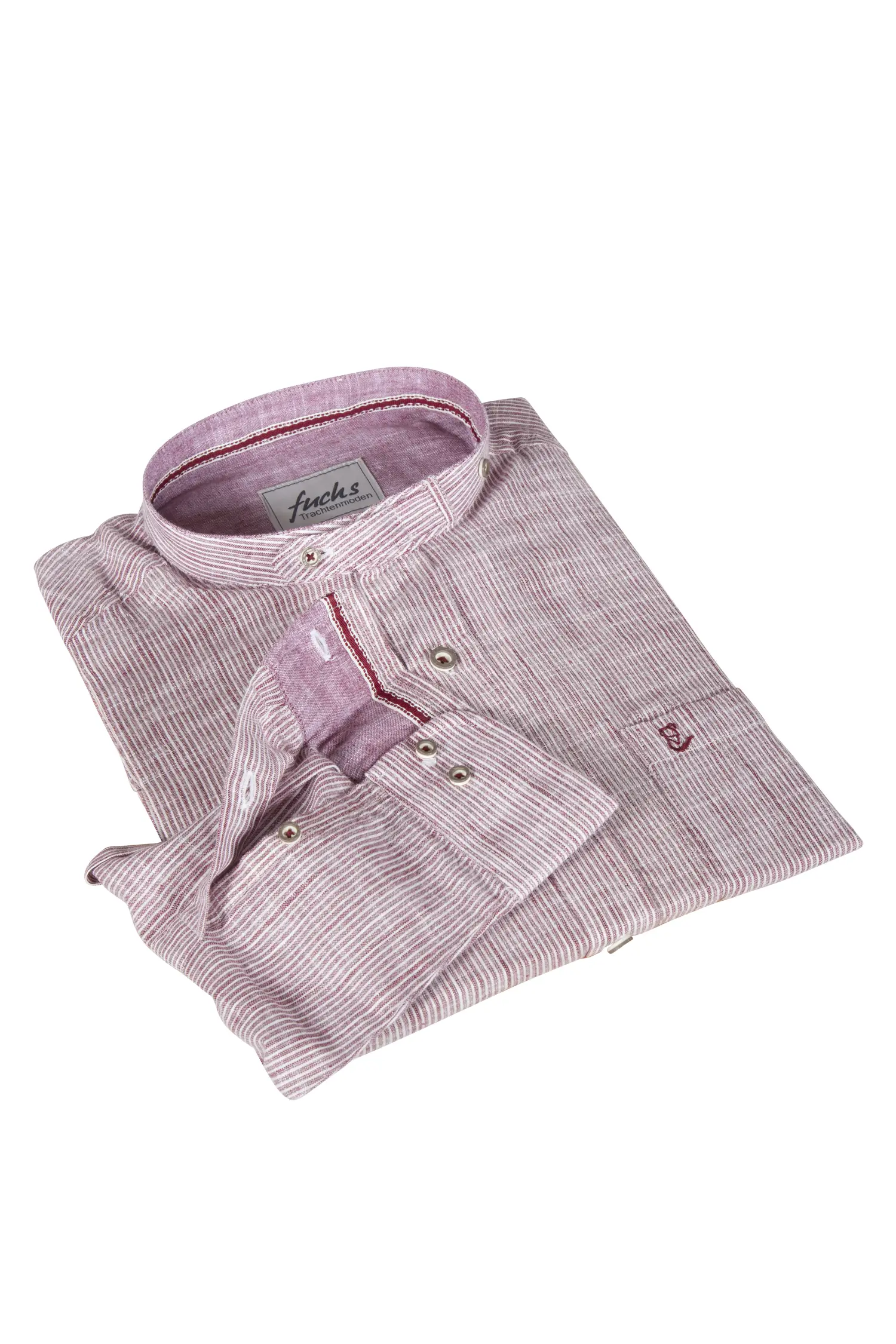 Trachtenhemd in bordeaux mit Stehkragen