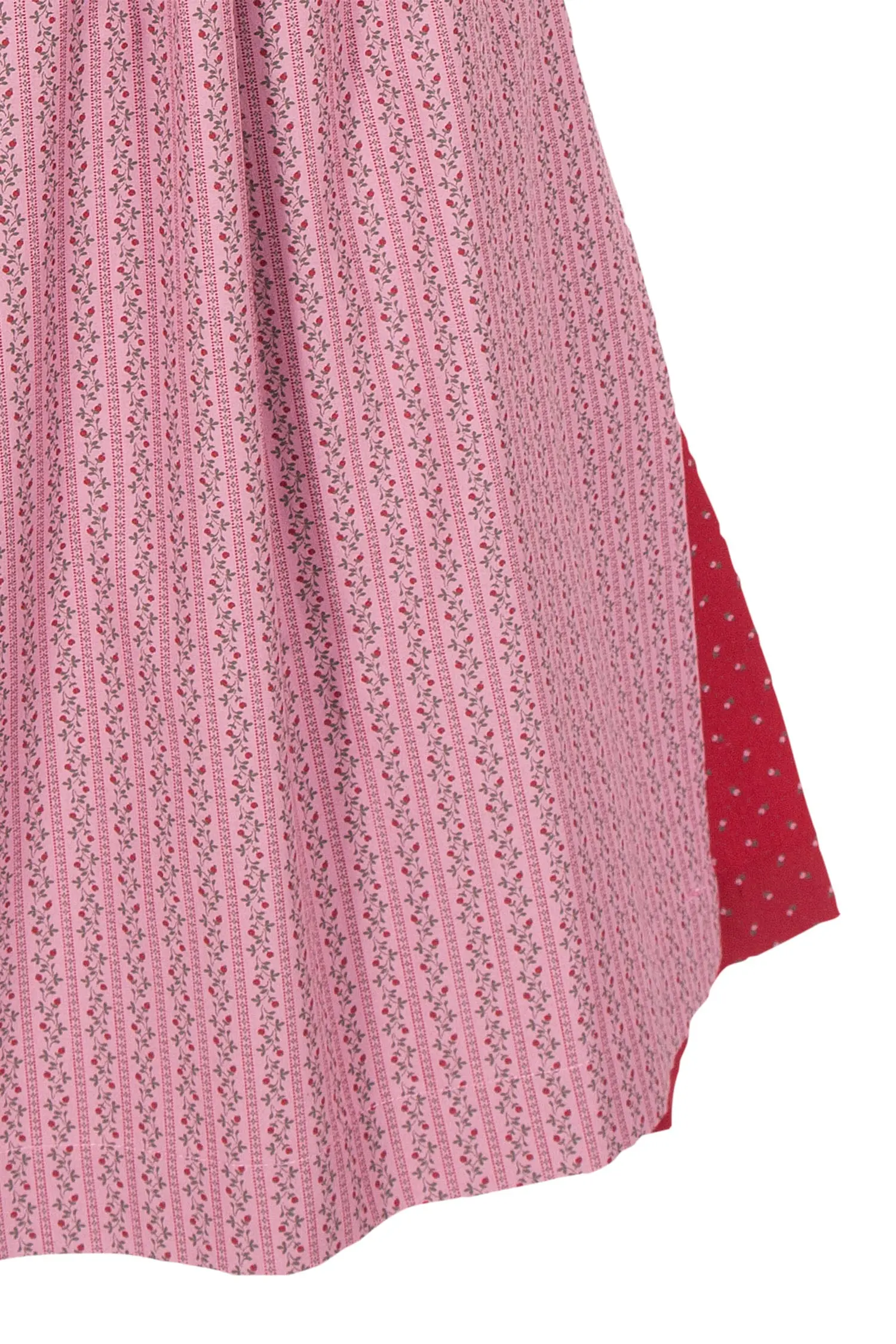 Midi Dirndl Ulrike hochgeschlossen in rot und altrosa Detail
