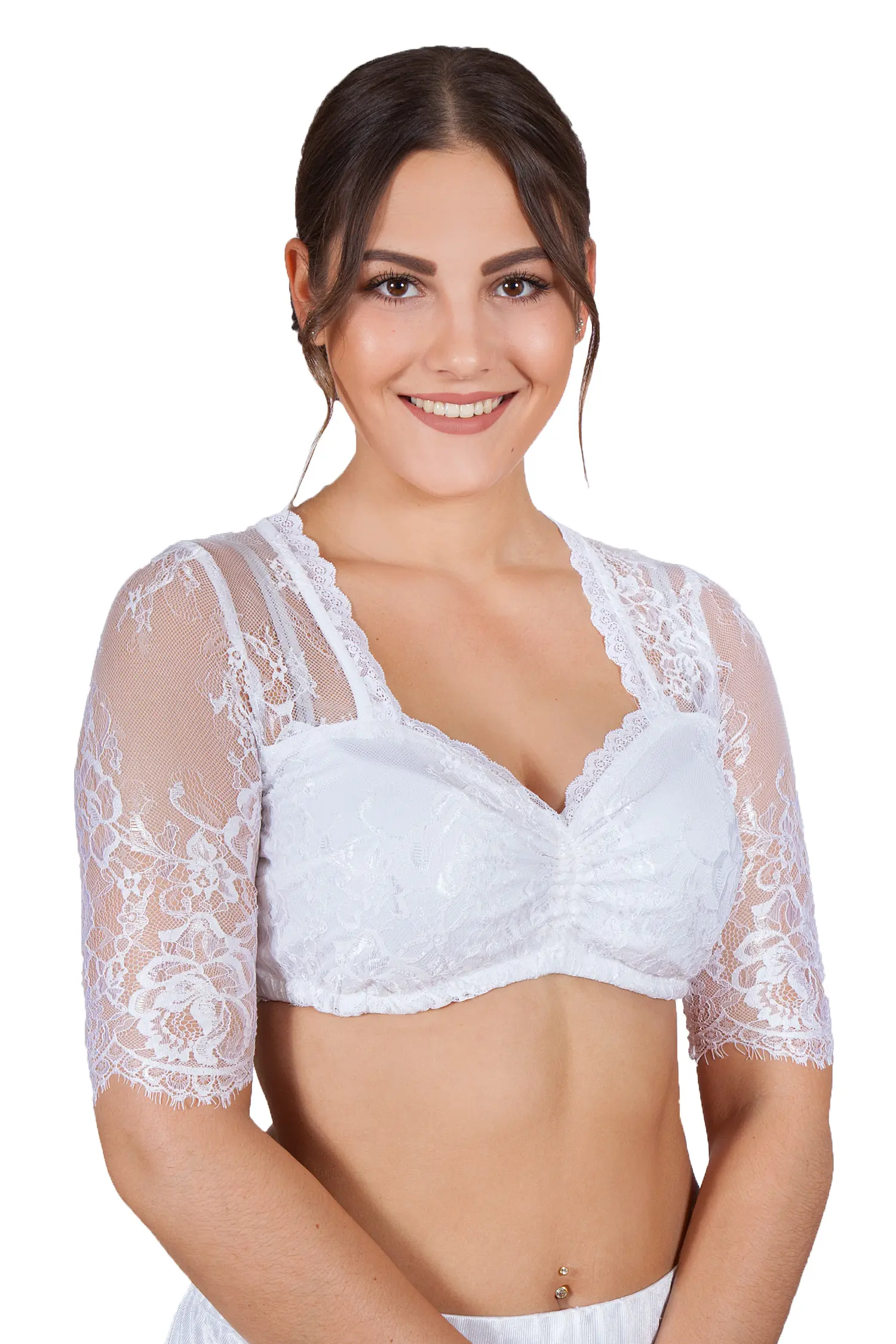 Dirndlbluse Luisa-Kosira in weiß aus Spitze