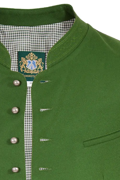 Trachtenweste Max aus Loden in apfelgrün Detail 