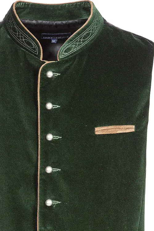 Trachtenweste Herren in tannengrün Samt 2