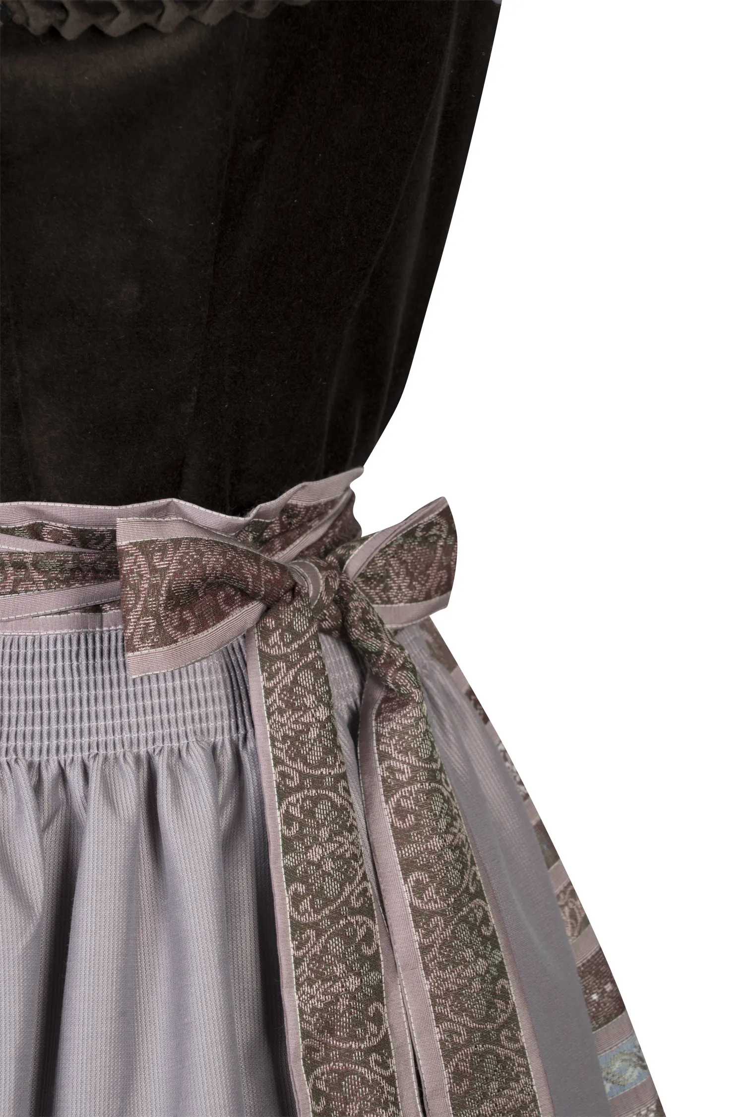 Samtdirndl von Tramontana in dunkelbraun / altrosa - Detail Mieder