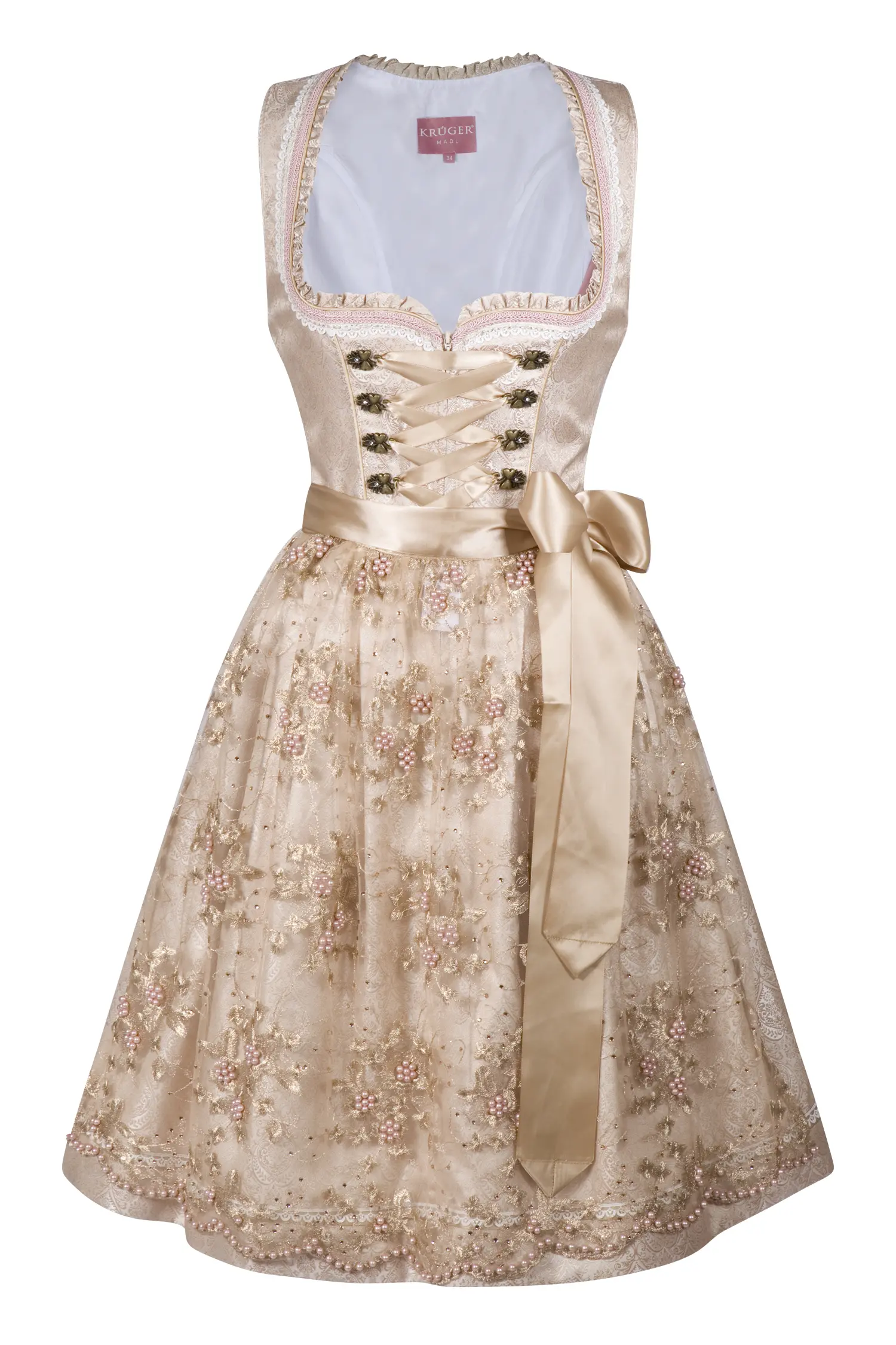 Dirndl Kailia in goldfarben / taupe