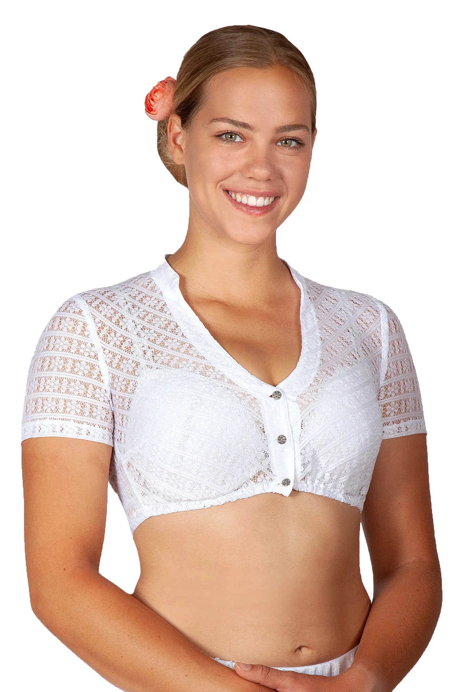 Dirndlbluse weiß mit V-Ausschnitt