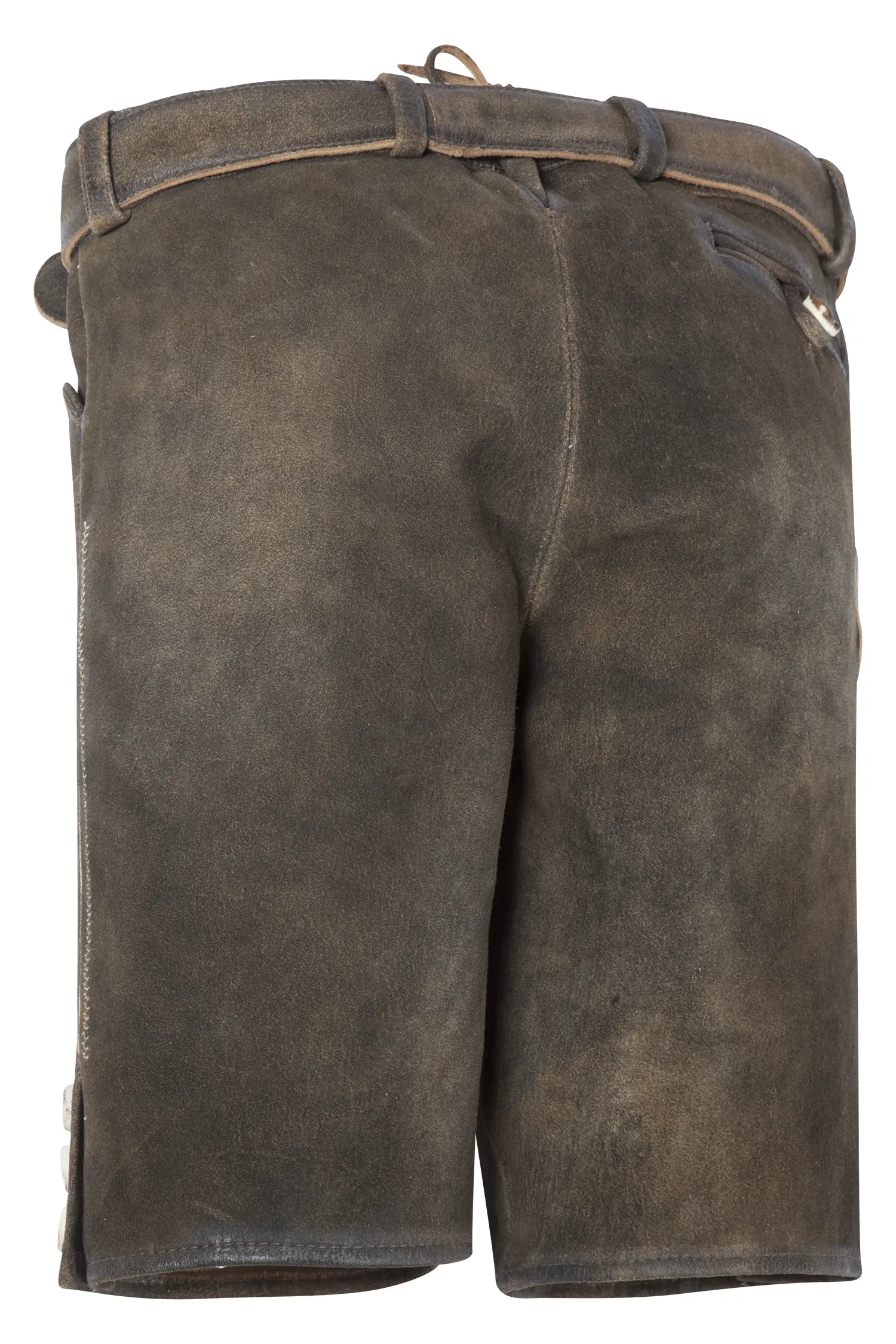 Lederhose Loisach in dunkelbraun mit Gürtel - Rückansicht