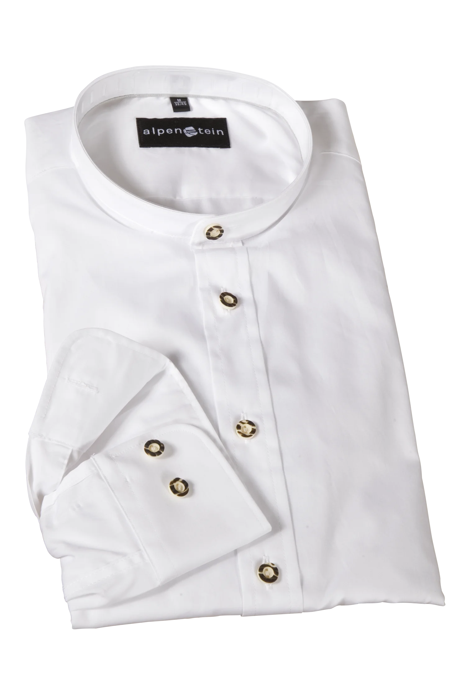 Trachtenhemd Wagner in weiß mit Stehkragen