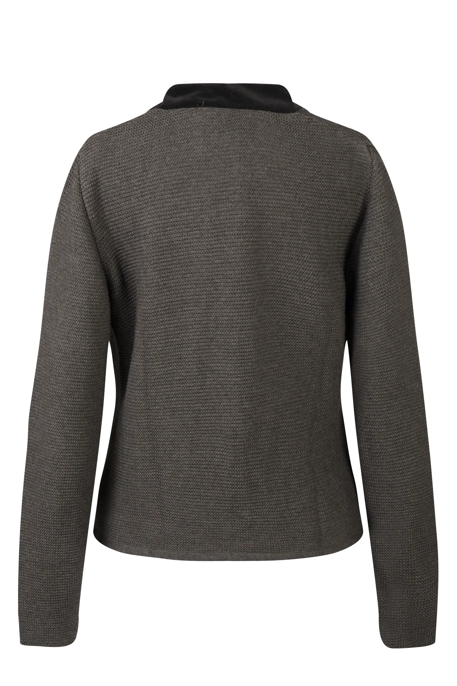 2211-1072-an9-23-08-2802779 Damen Trachten Strickjacke Susanna in anthrazit mit Samtkragen - Rückansicht
