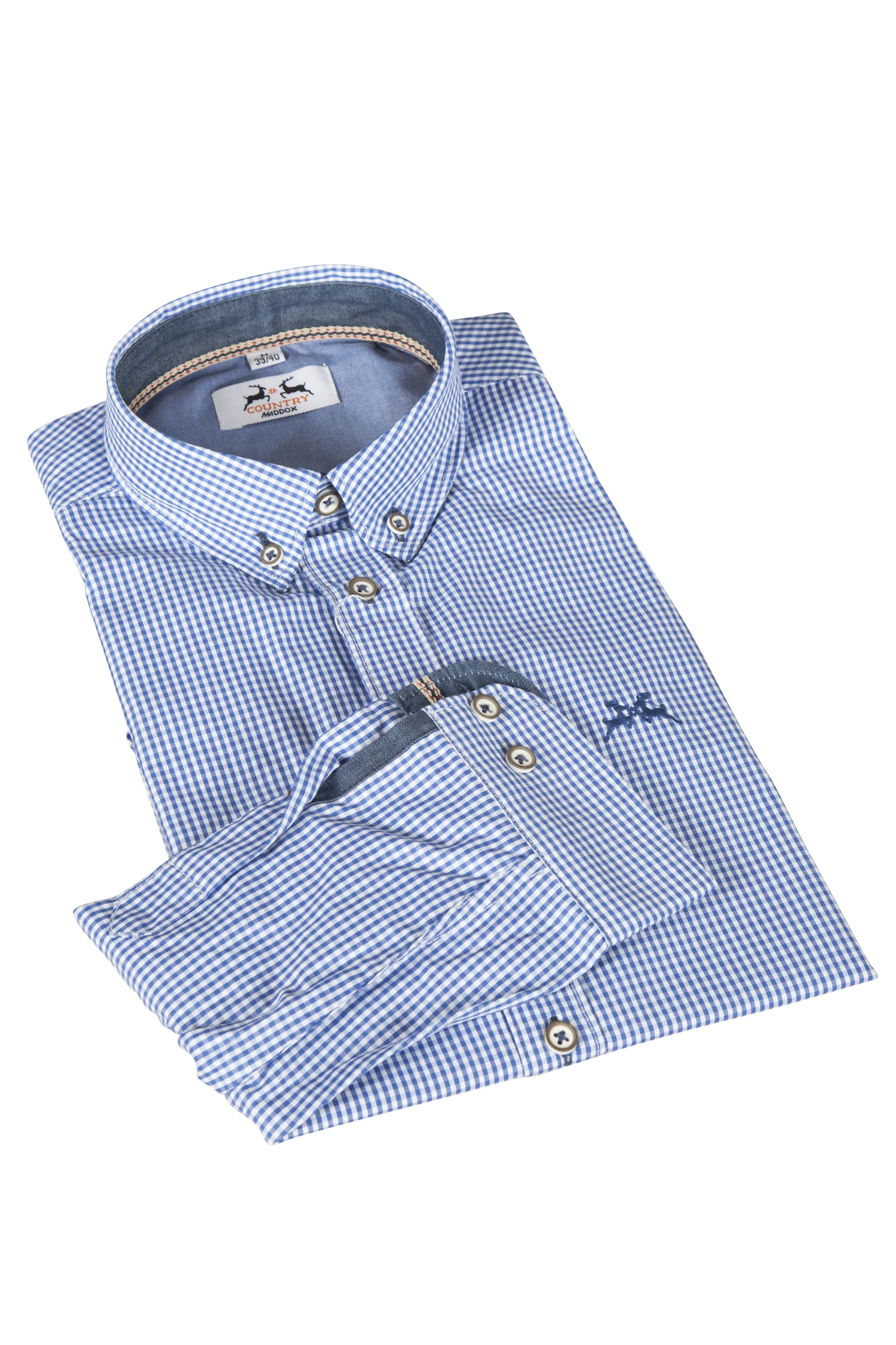 Trachtenhemd in blau/weiß kariert