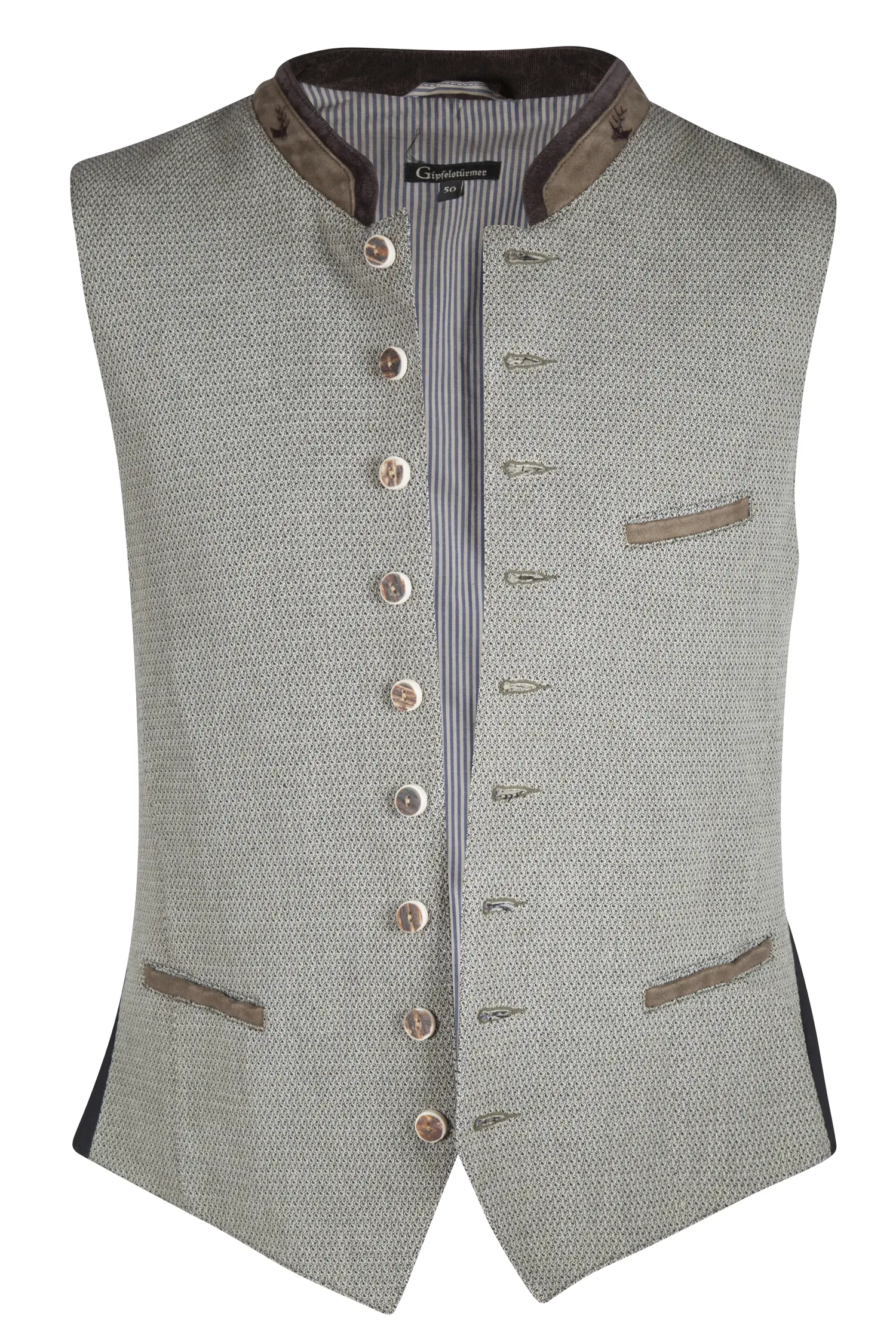 Stretch-Trachtenweste in beige/grün/braun