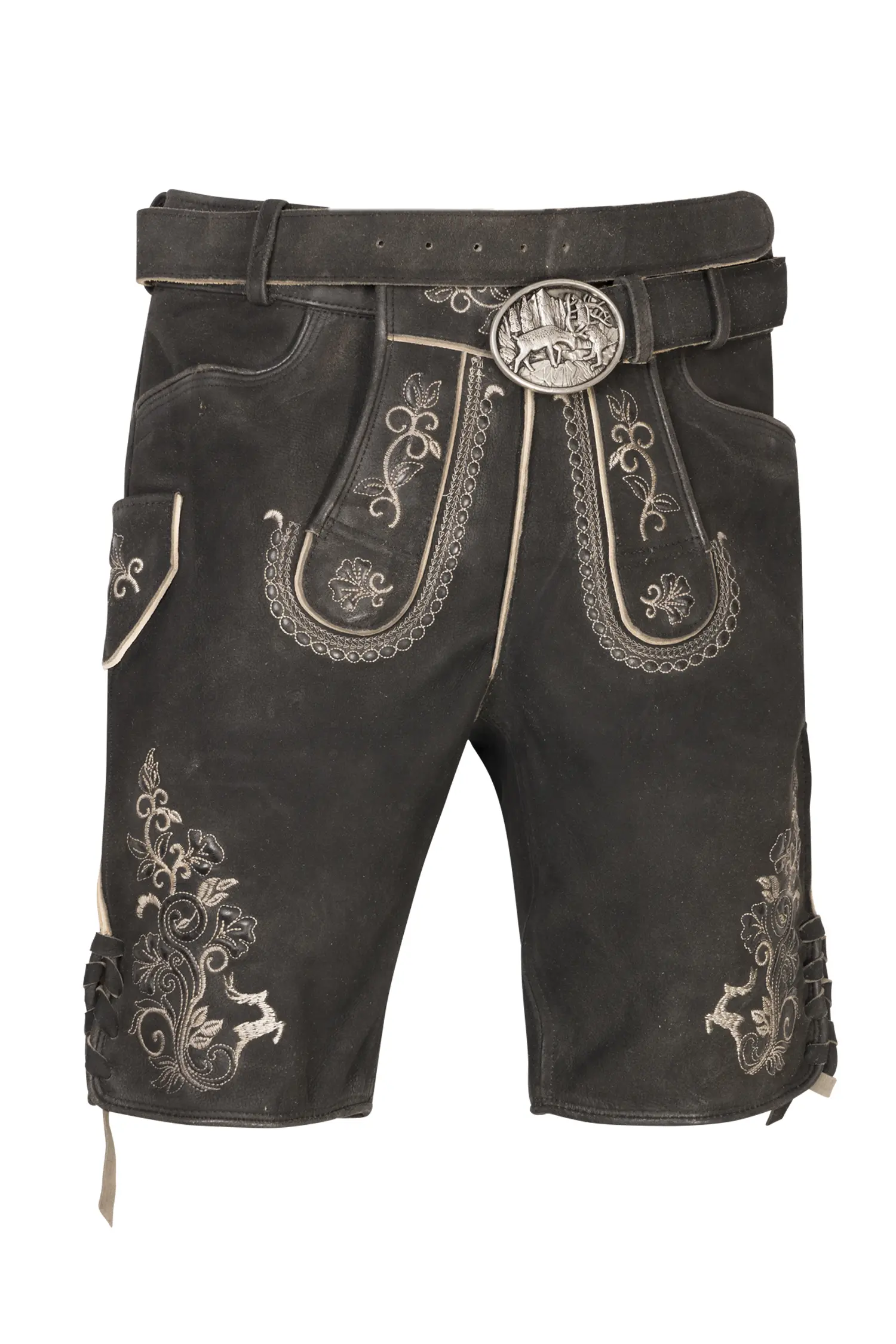 Kurze Lederhose Jeffrey in schwarz