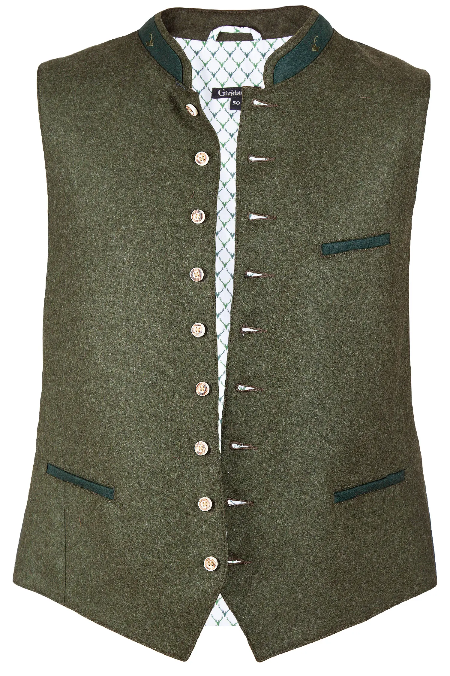 Trachtenweste aus Loden in oliv