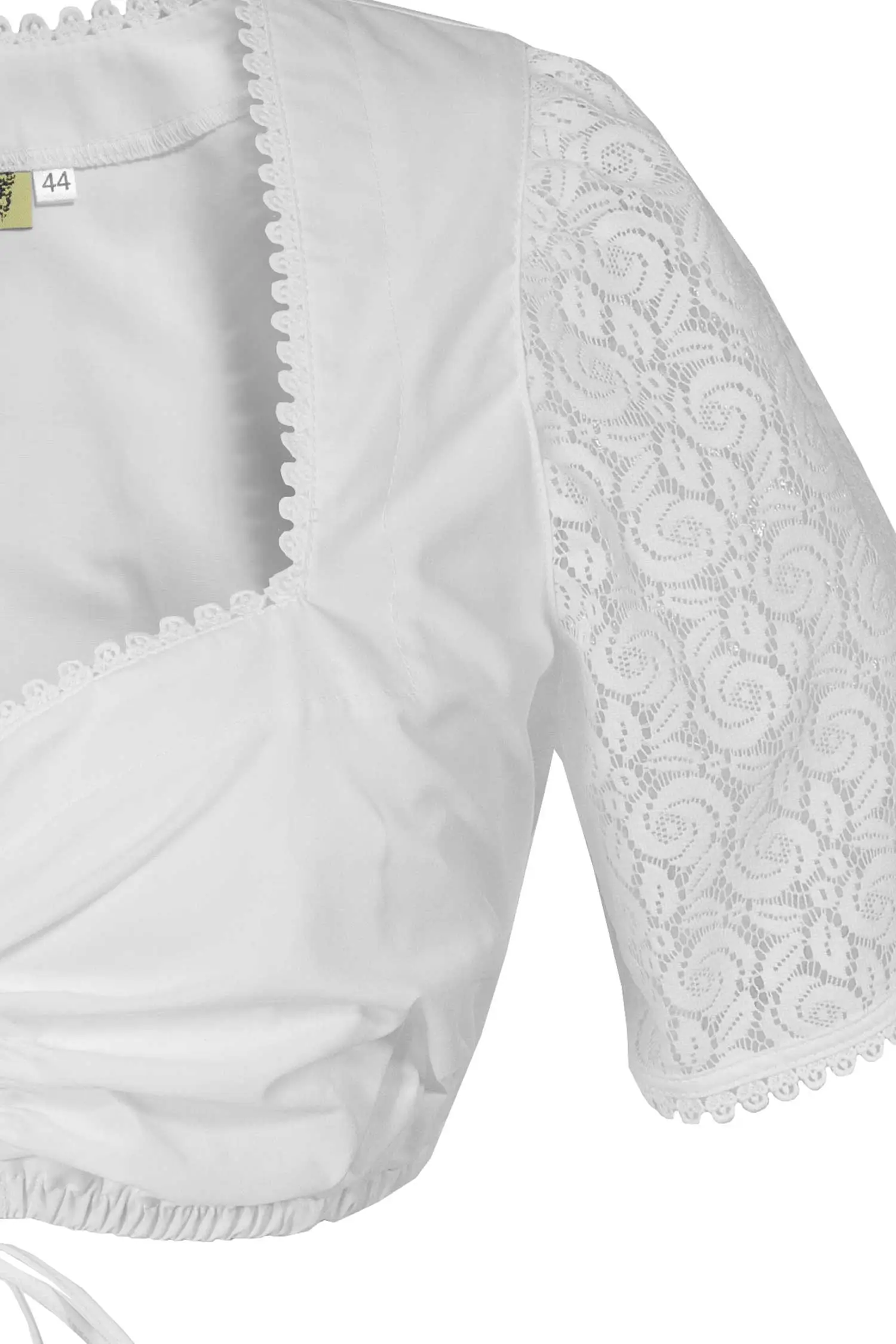 2553-0048-ws3-19-02d-3852-b Dirndlbluse in weiß mit Spitzenärmel und Herzausschnitt XXL Detail