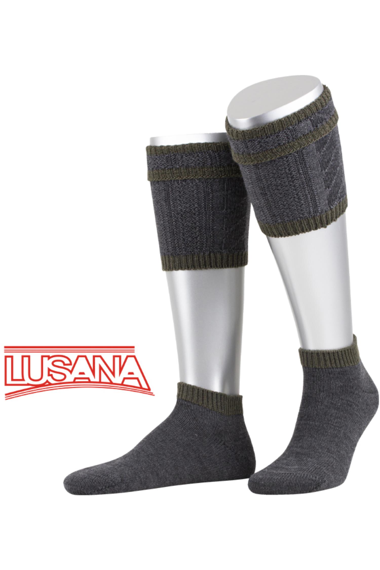 Lusana Loferl Grau mit Olivfarbenen Applikationen