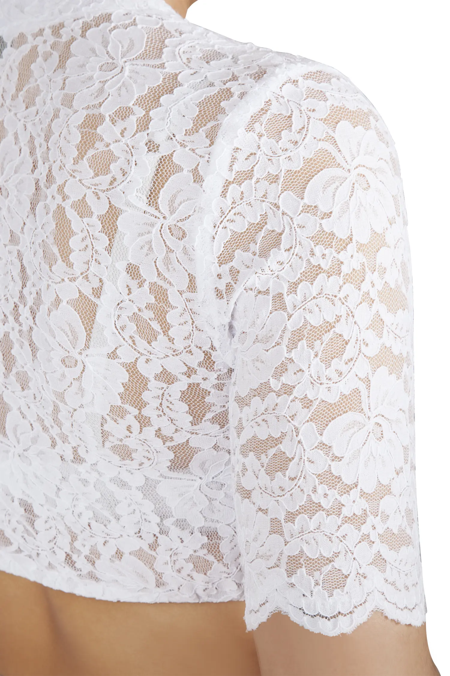 Dirndlbluse in weiß mit V-Ausschnitt - Detail Ärmel