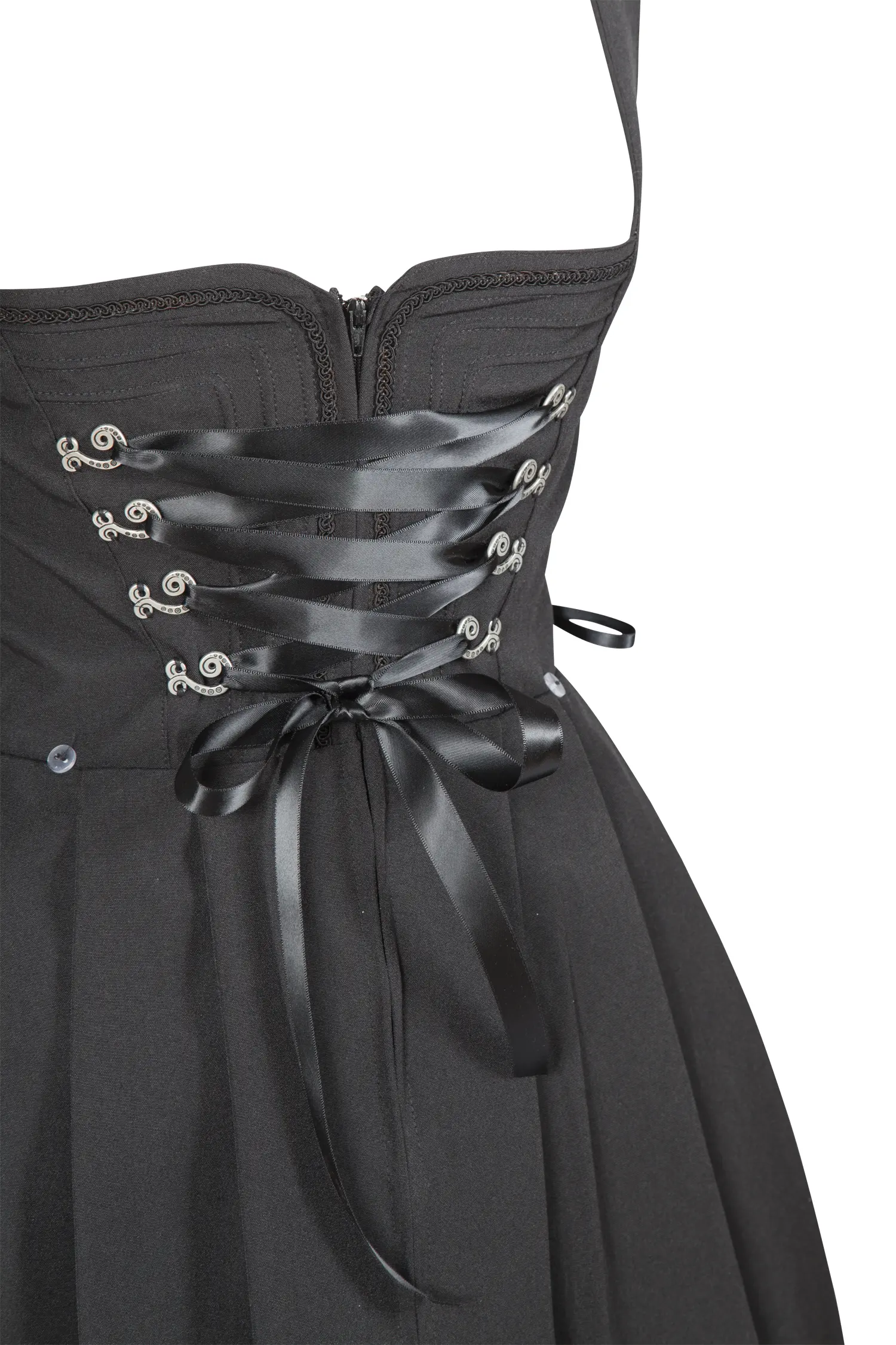 3092-0023-SW5-23-06-b0560 Gastrodirndl Adele in schwarz - Detail Mieder