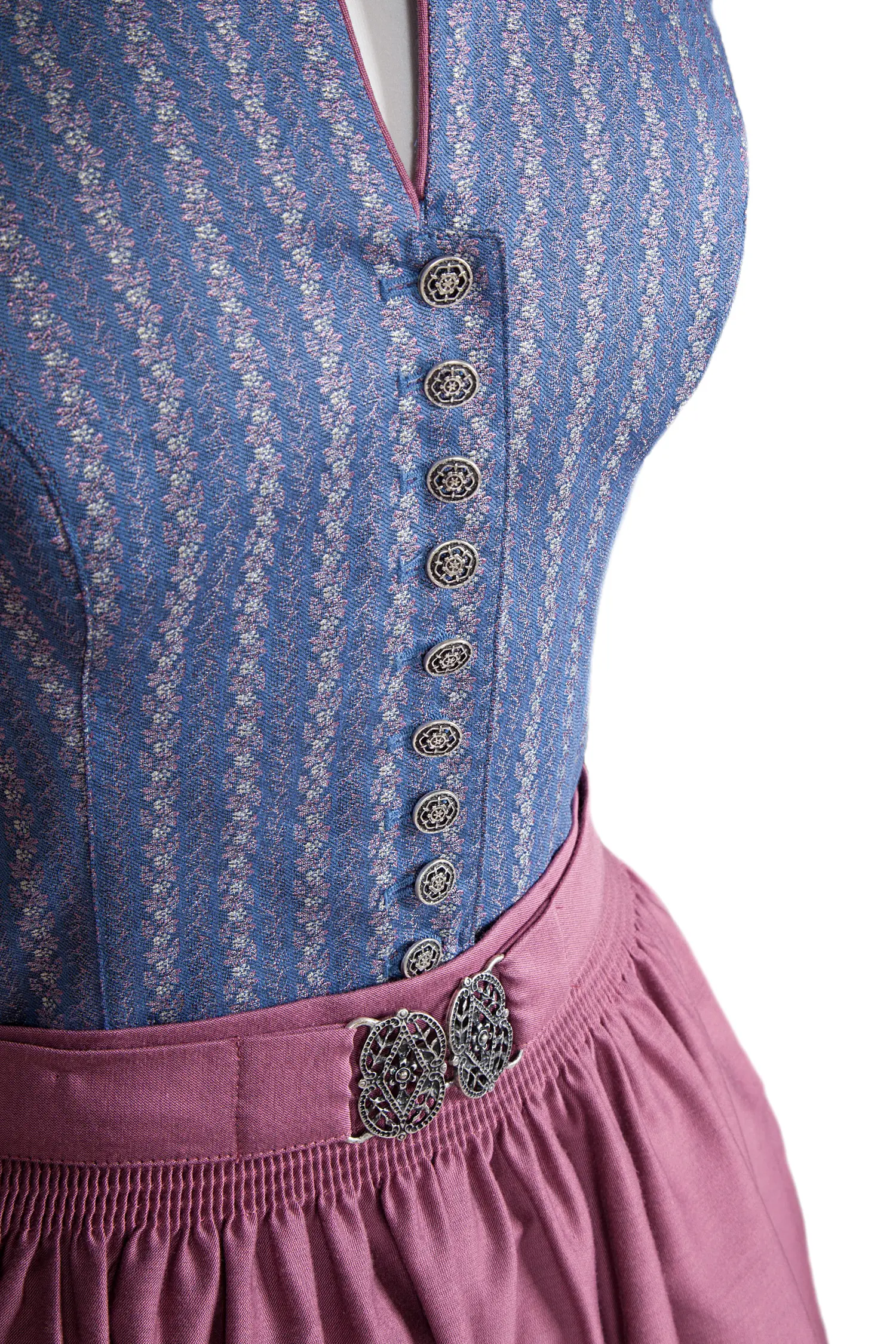 Midi Dirndl Doreen in blau MIeder