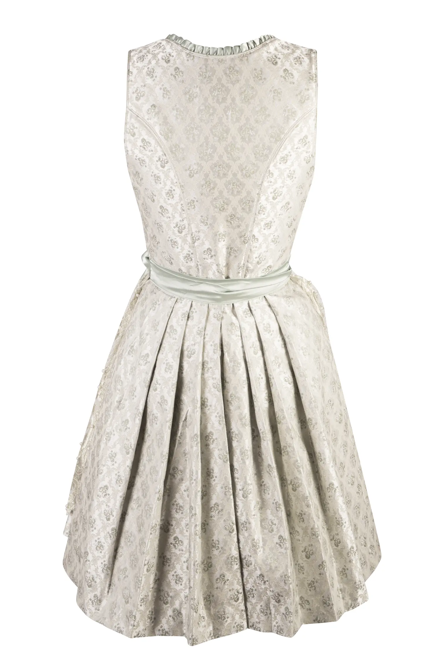 Dirndl Kalinda in silber / grün - Rückansicht